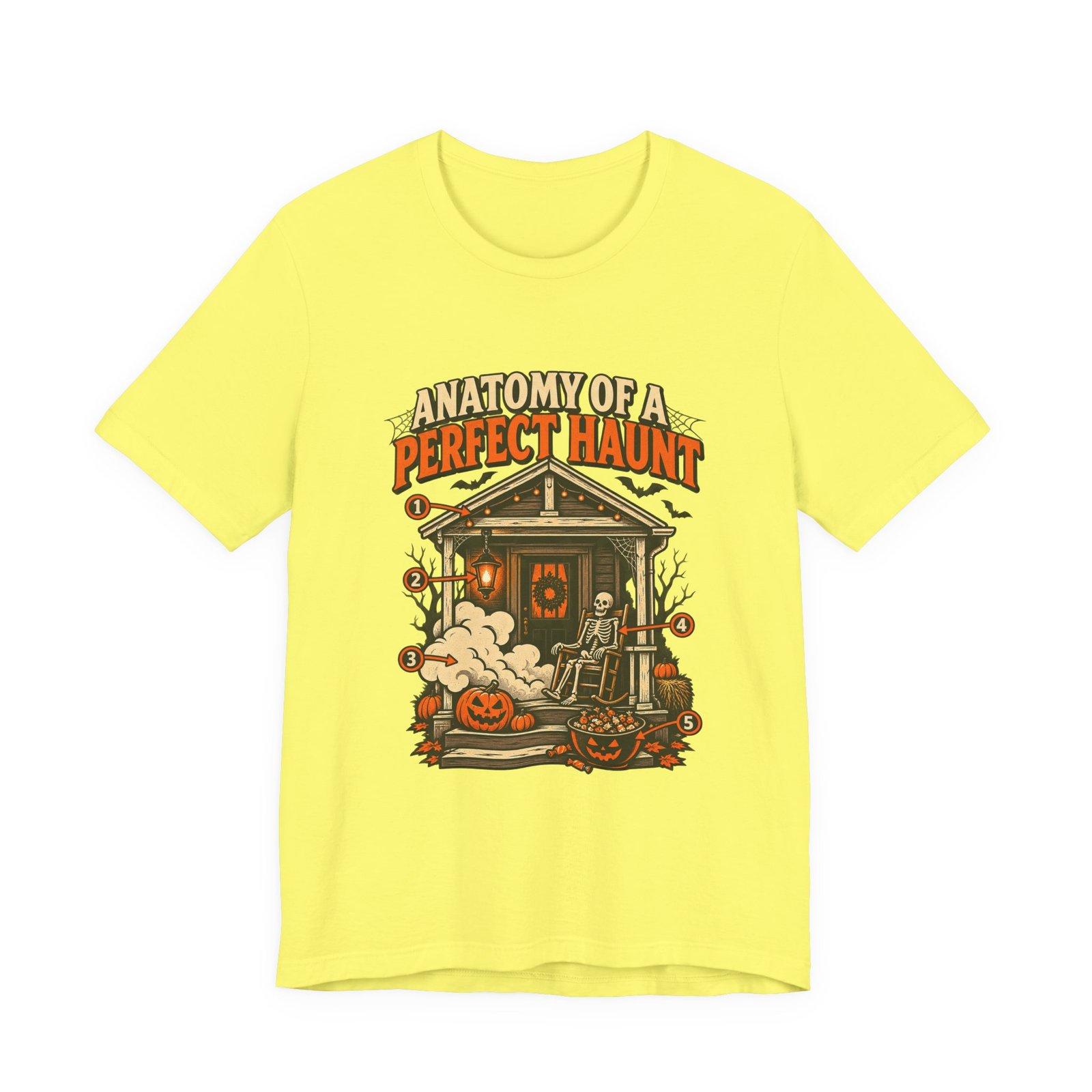 Anatomy Of A Haunted Porch Halloween Ghost Graphic Tee - Image 9