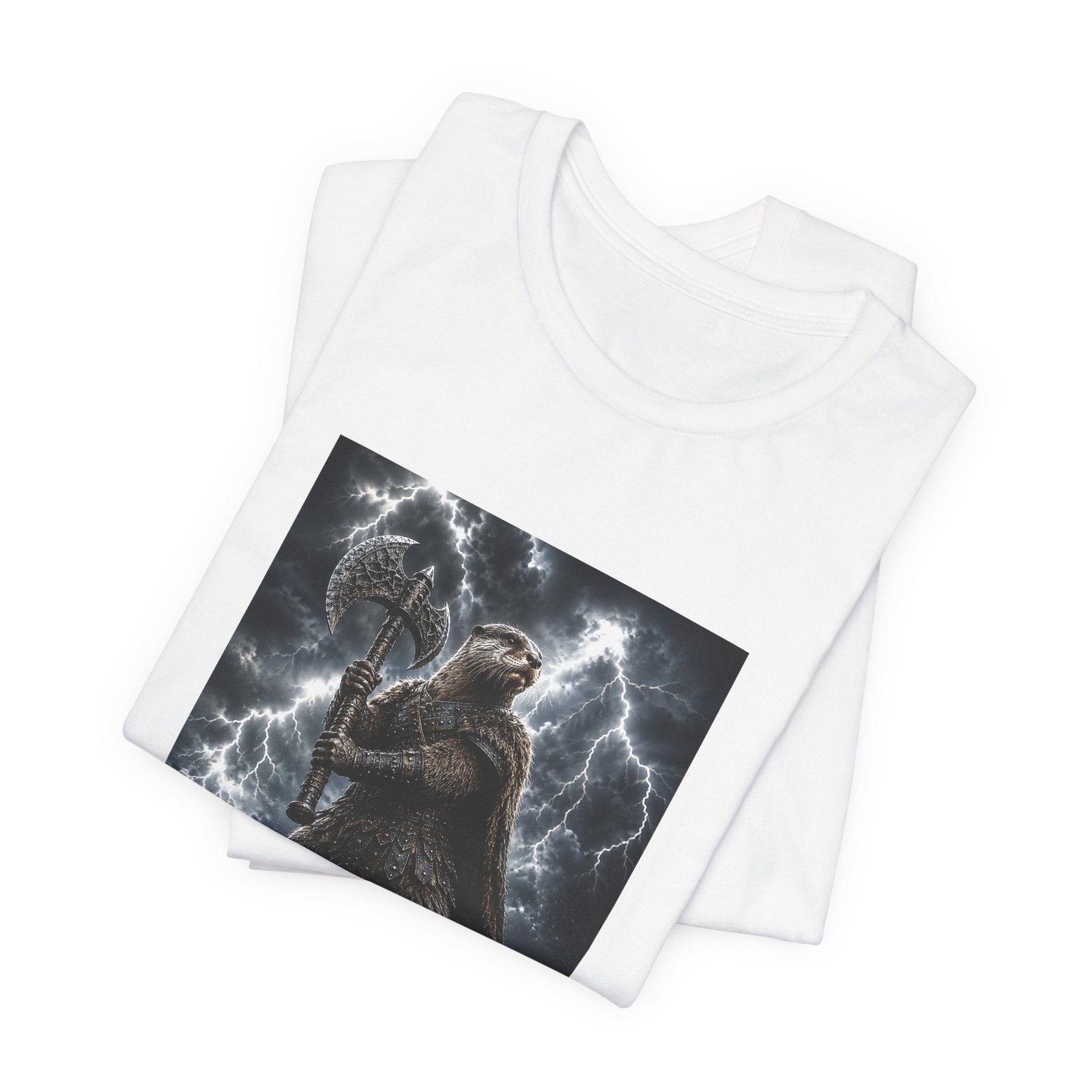 Storm Otter Warrior With Axe Graphic Tee - Image 3