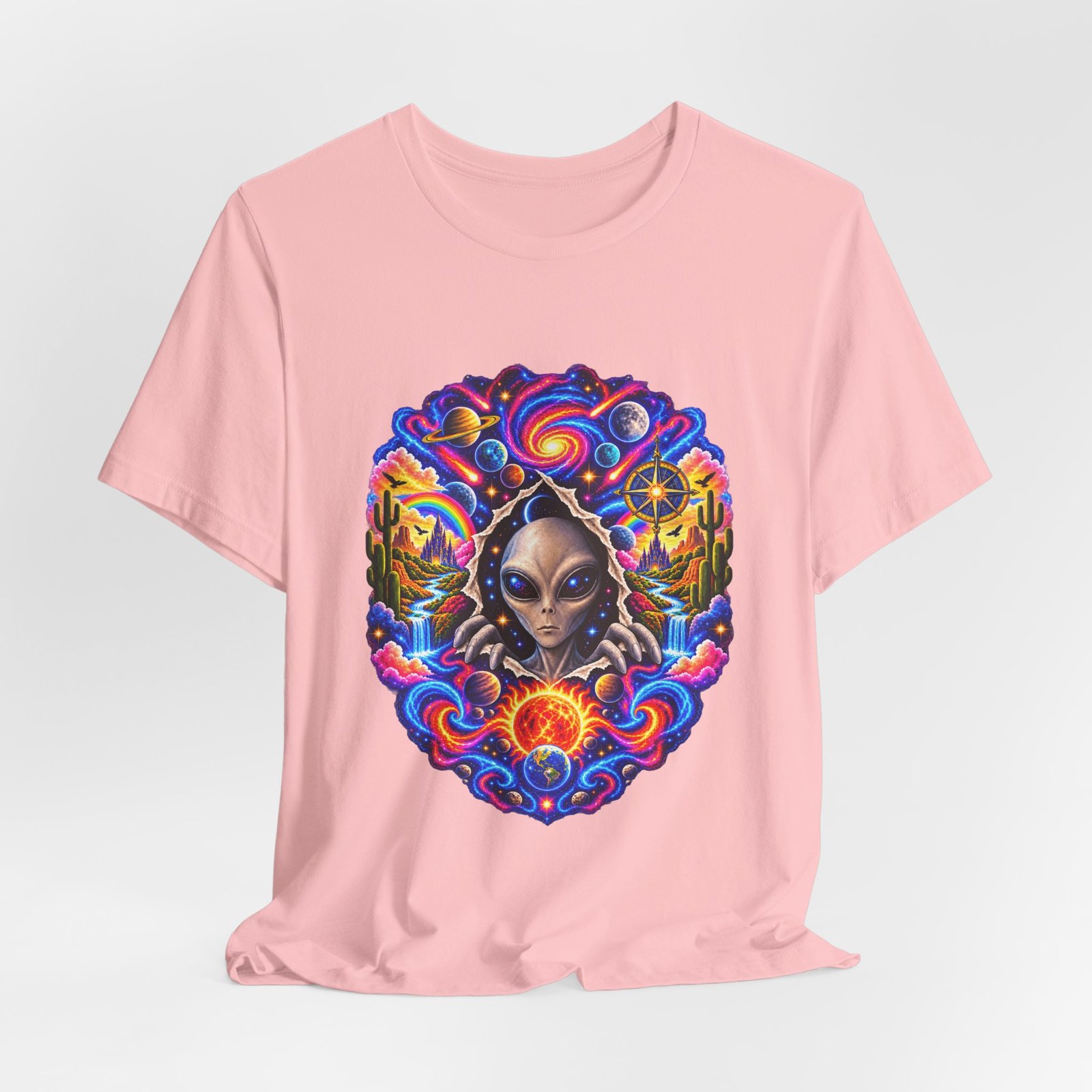 Psychedelic Alien Cosmic Portal Space Graphic Tee - Image 44
