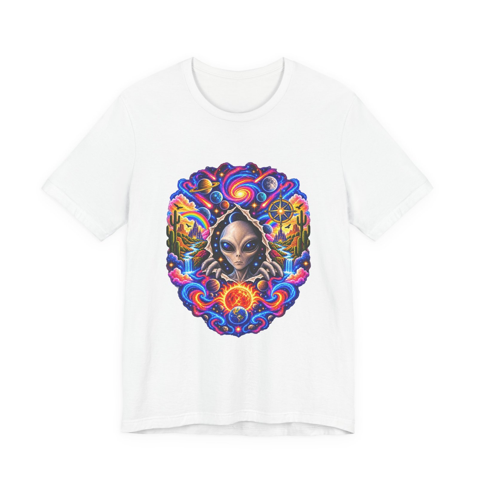 Psychedelic Alien Cosmic Portal Space Graphic Tee