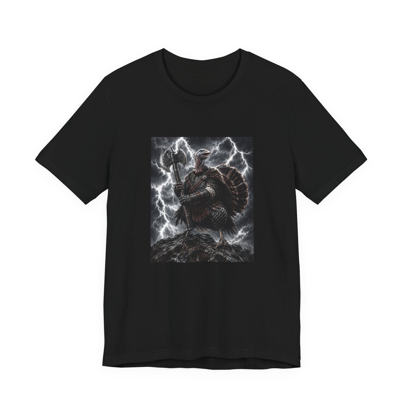 Turkey Warrior Axe Lightning Storm Graphic Tee - Image 13