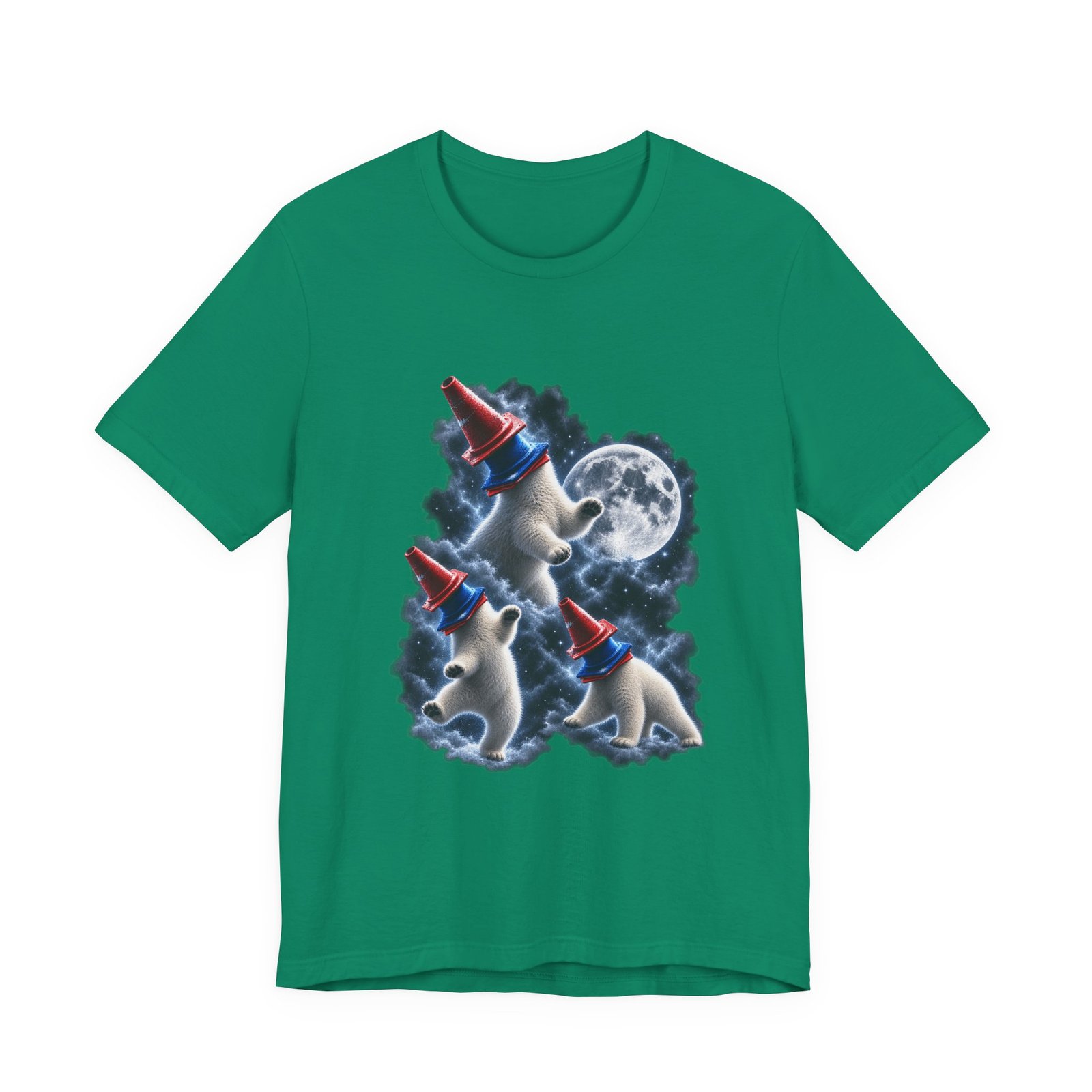 Surreal Polar Bears With Traffic Cones Moon Humor Graphic Tee - Image 13