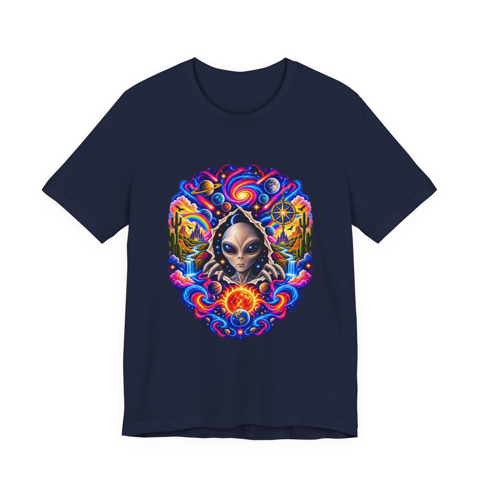 Psychedelic Alien Cosmic Portal Space Graphic Tee - Image 33