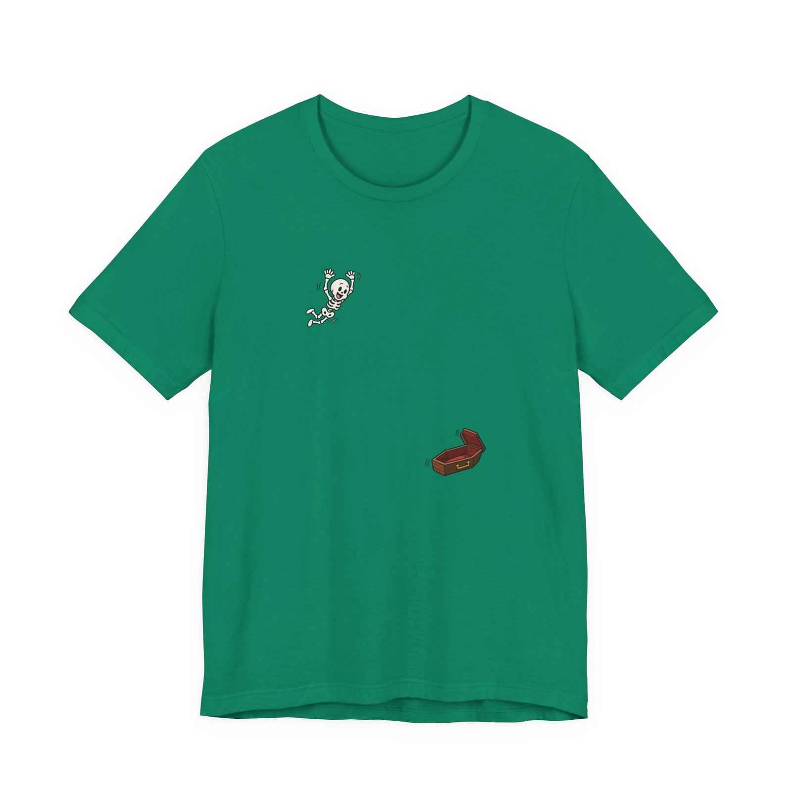 Funny Skeleton Jumping Into Coffin Halloween Humor Graphic Tee - Image 13