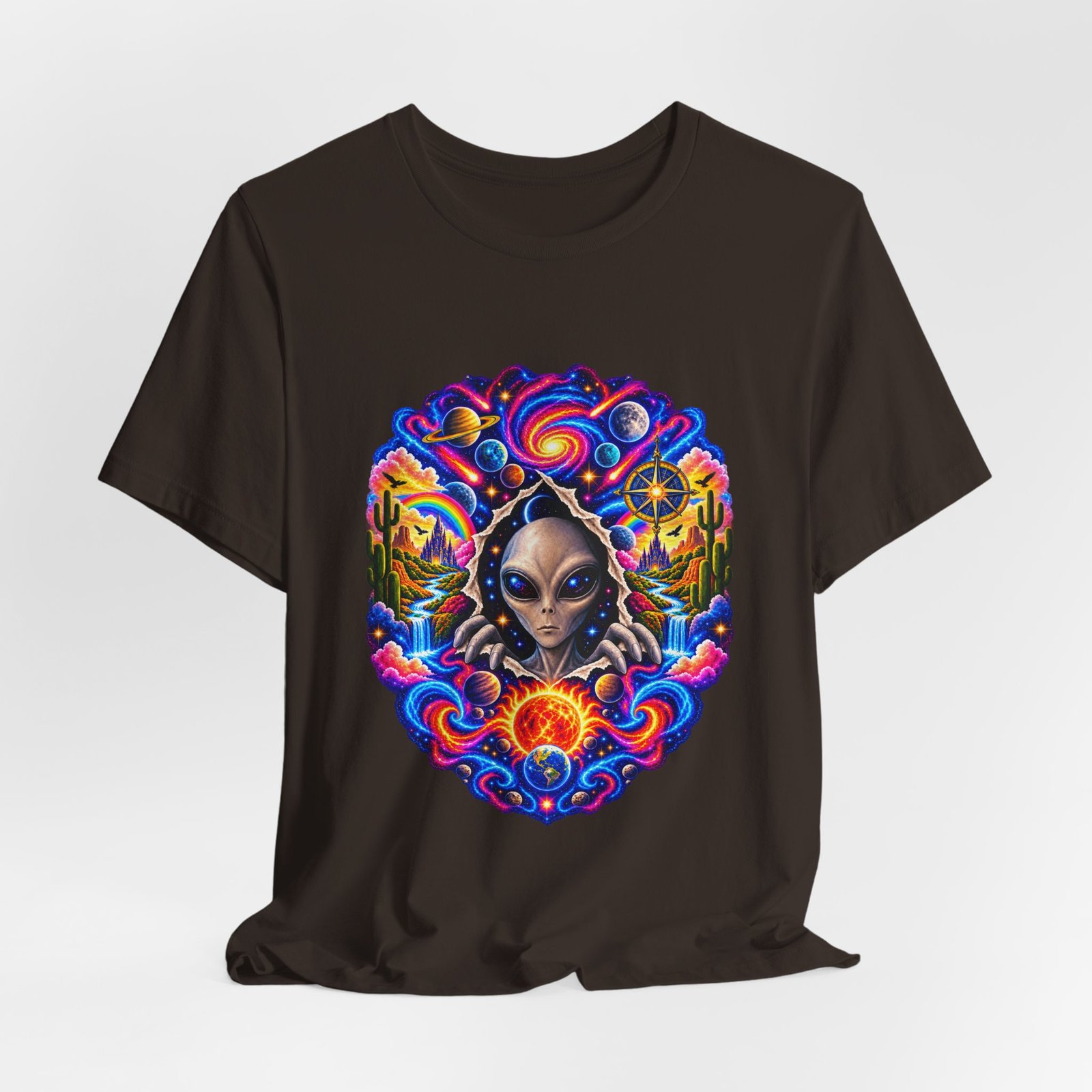 Psychedelic Alien Cosmic Portal Space Graphic Tee - Image 12