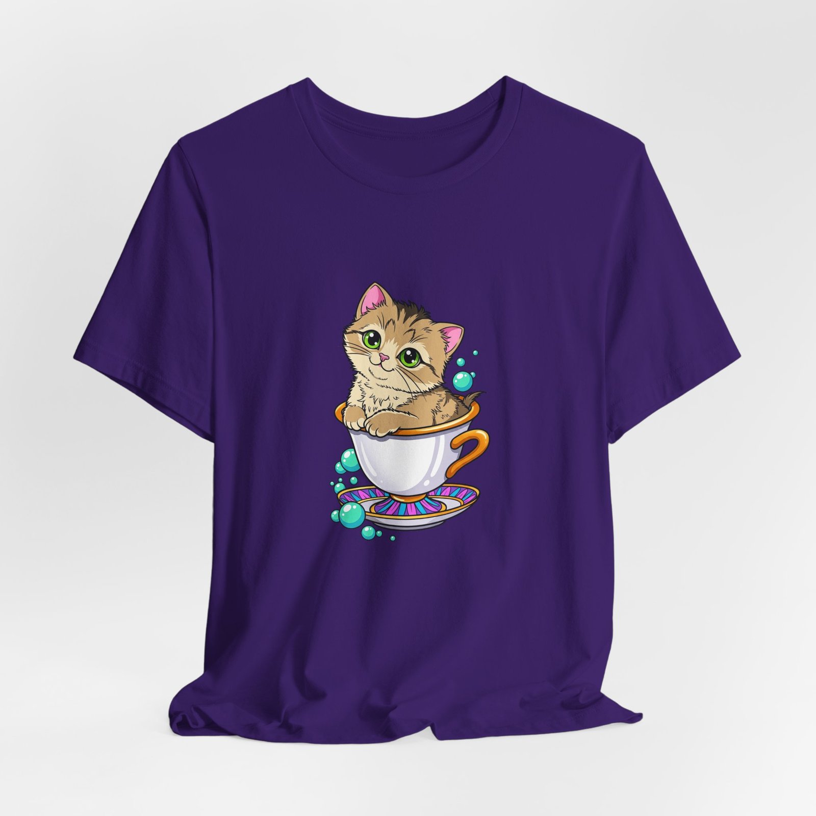 Cute Green Eyed Kitten in Teacup with Blue Bubbles - Image 28
