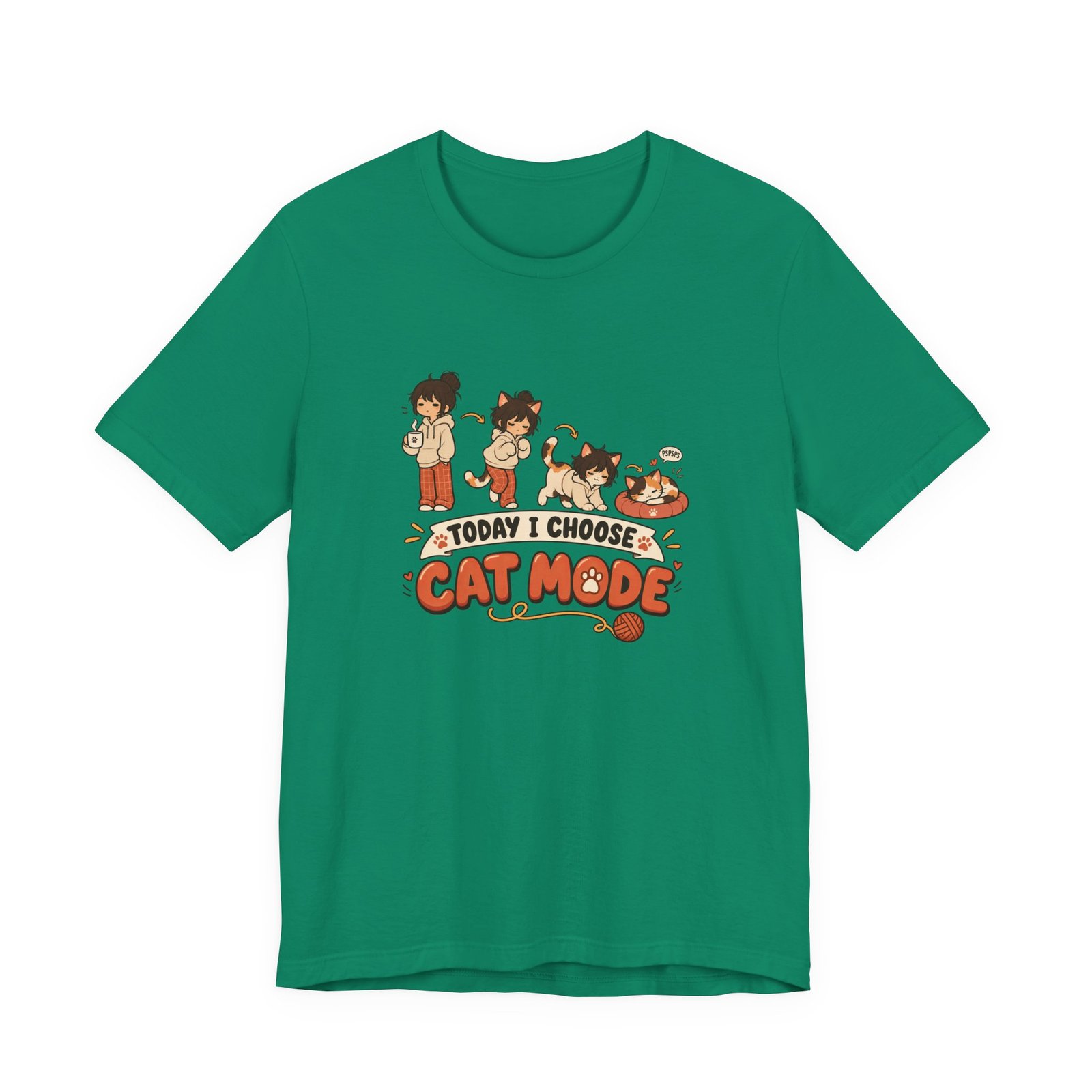 Cat Mode Transformation Cartoon Graphic Tee - Image 25
