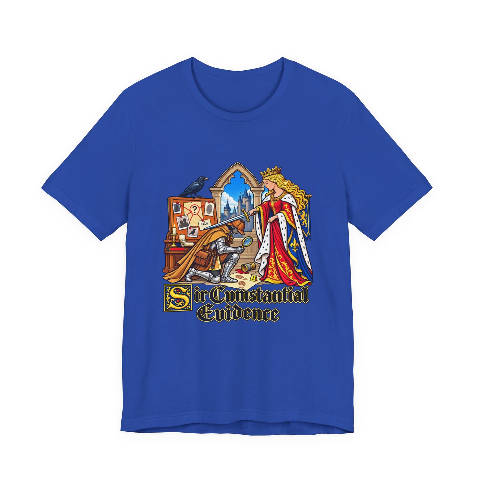 Sir Cumstantial Evidence Medieval Mystery Graphic Tee - Image 29