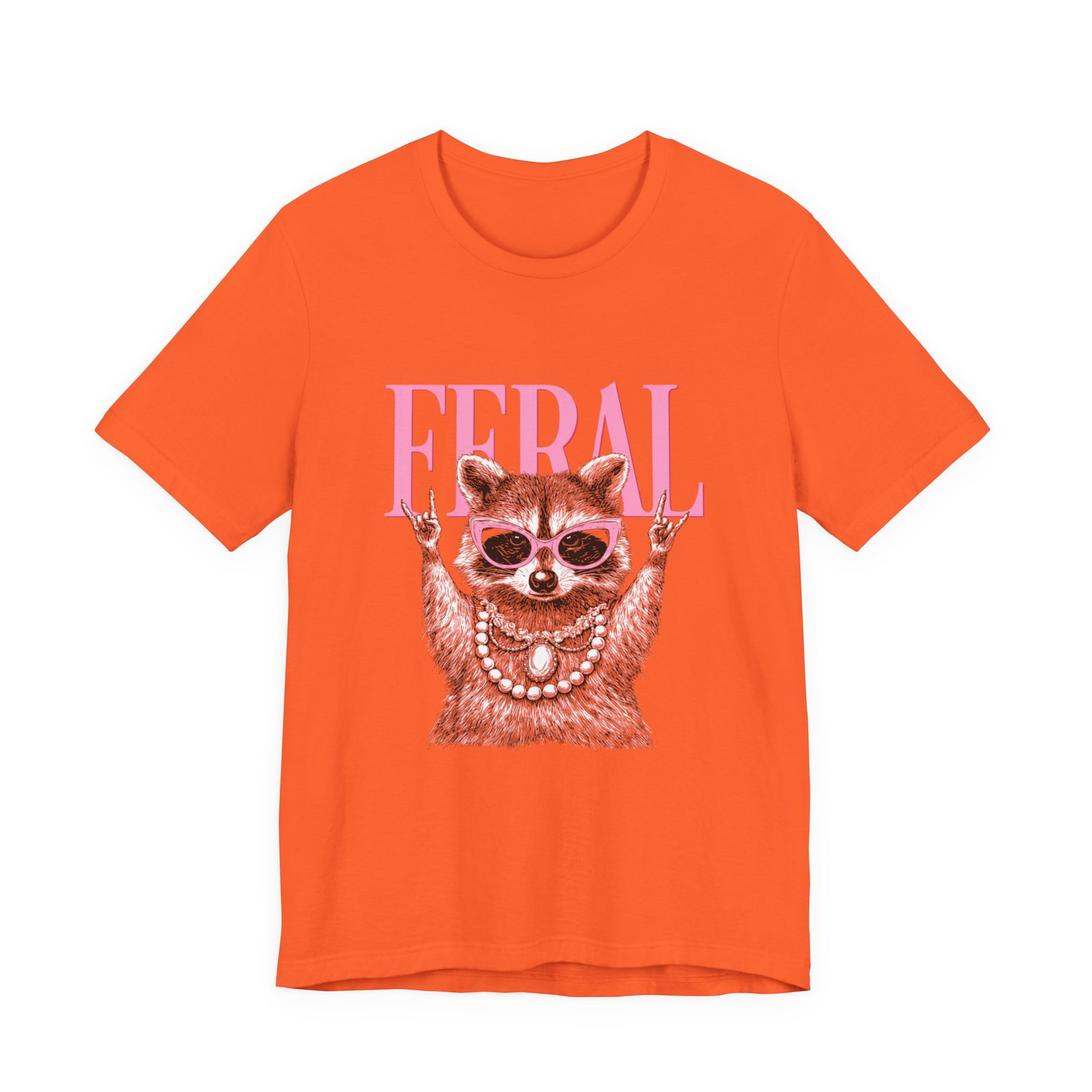Feral Raccoon Pink Sunglasses Pearl Attitude Graphic Tee - Image 5