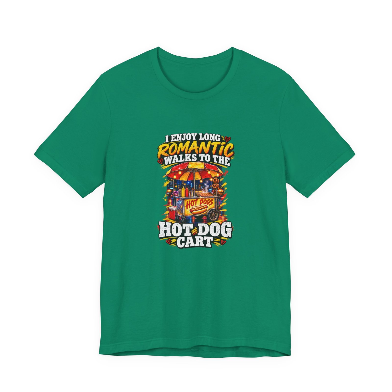 Romantic Walks To The Hot Dog Cart Graphic Tee - Image 25