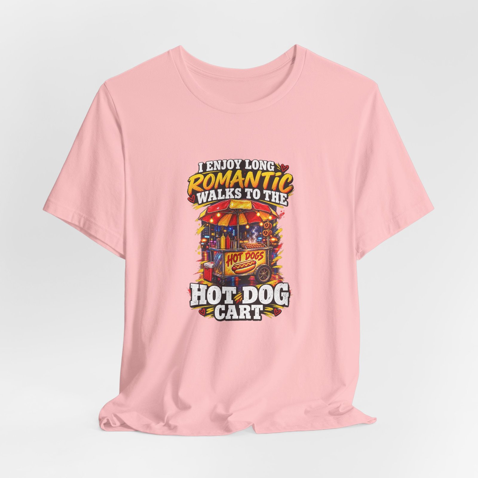 Romantic Walks To The Hot Dog Cart Graphic Tee - Image 44