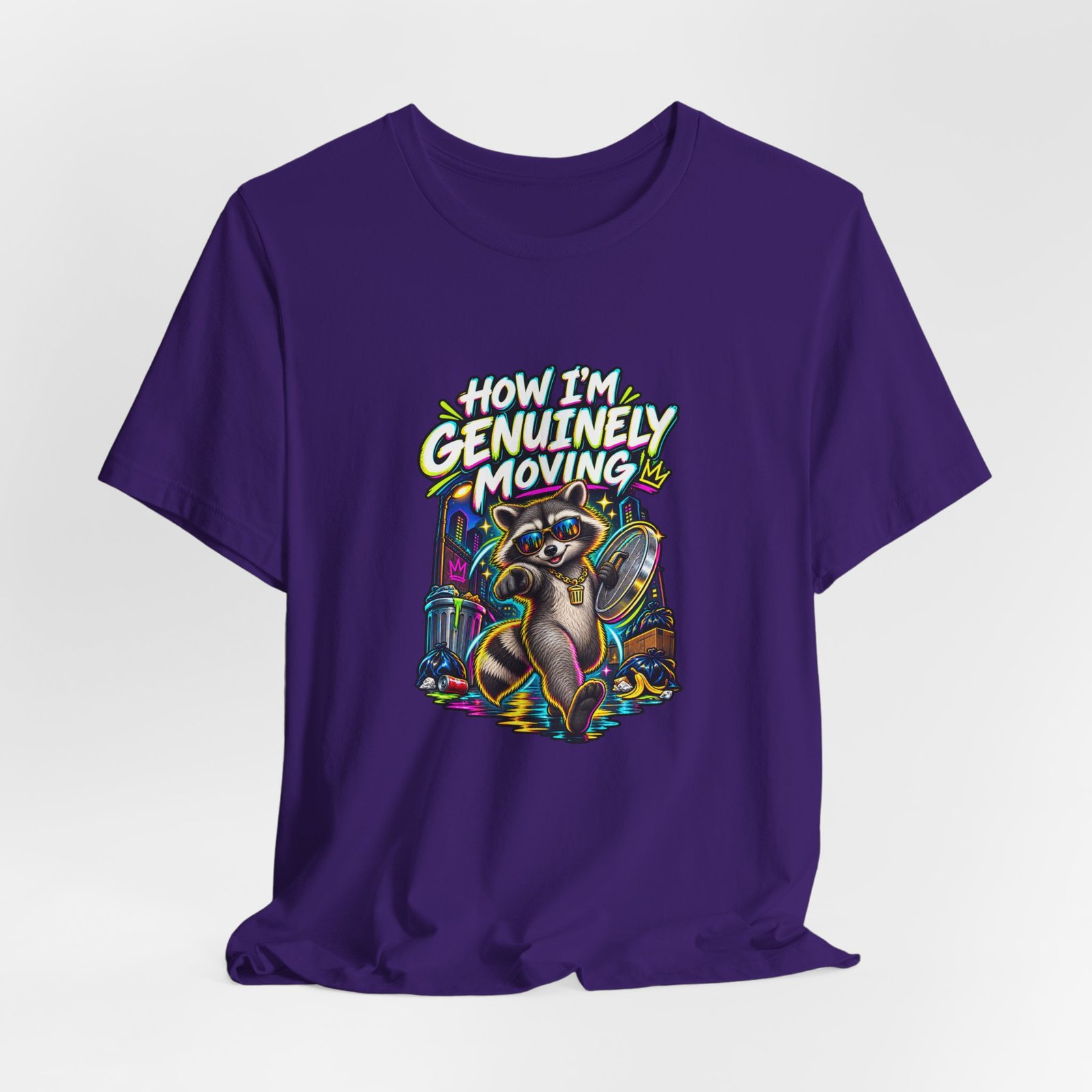 How Im Genuinely Moving Confident Raccoon Graphic Tee - Image 28