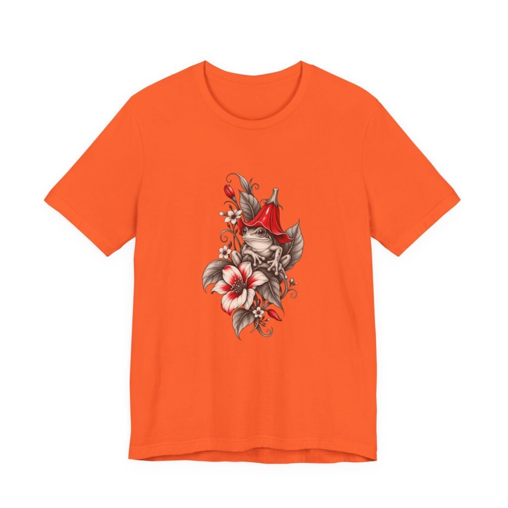 Frog In Bell Flower Hat Graphic Tee