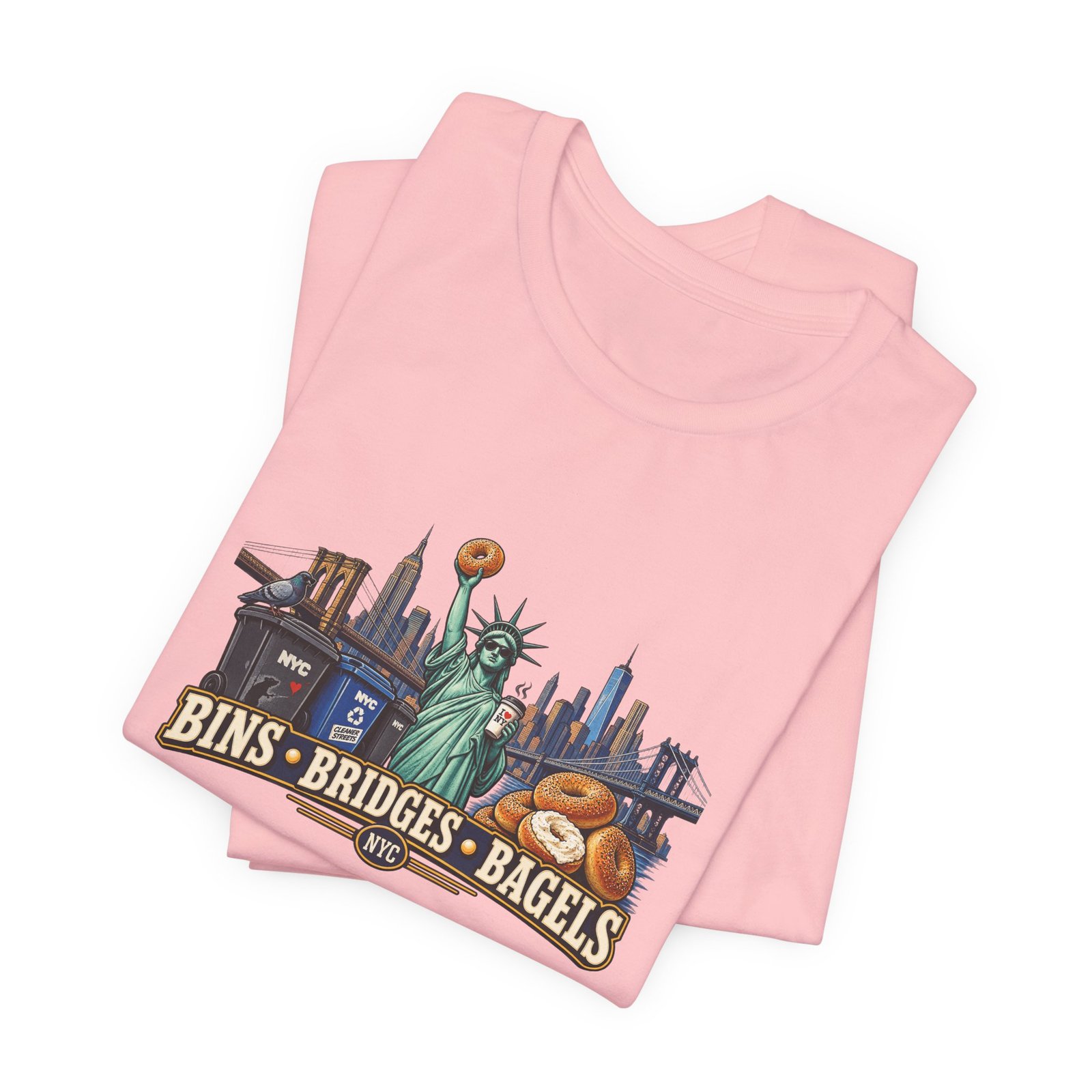 NYC Cleaner Streets Liberty Bagels Graphic Tee - Image 43