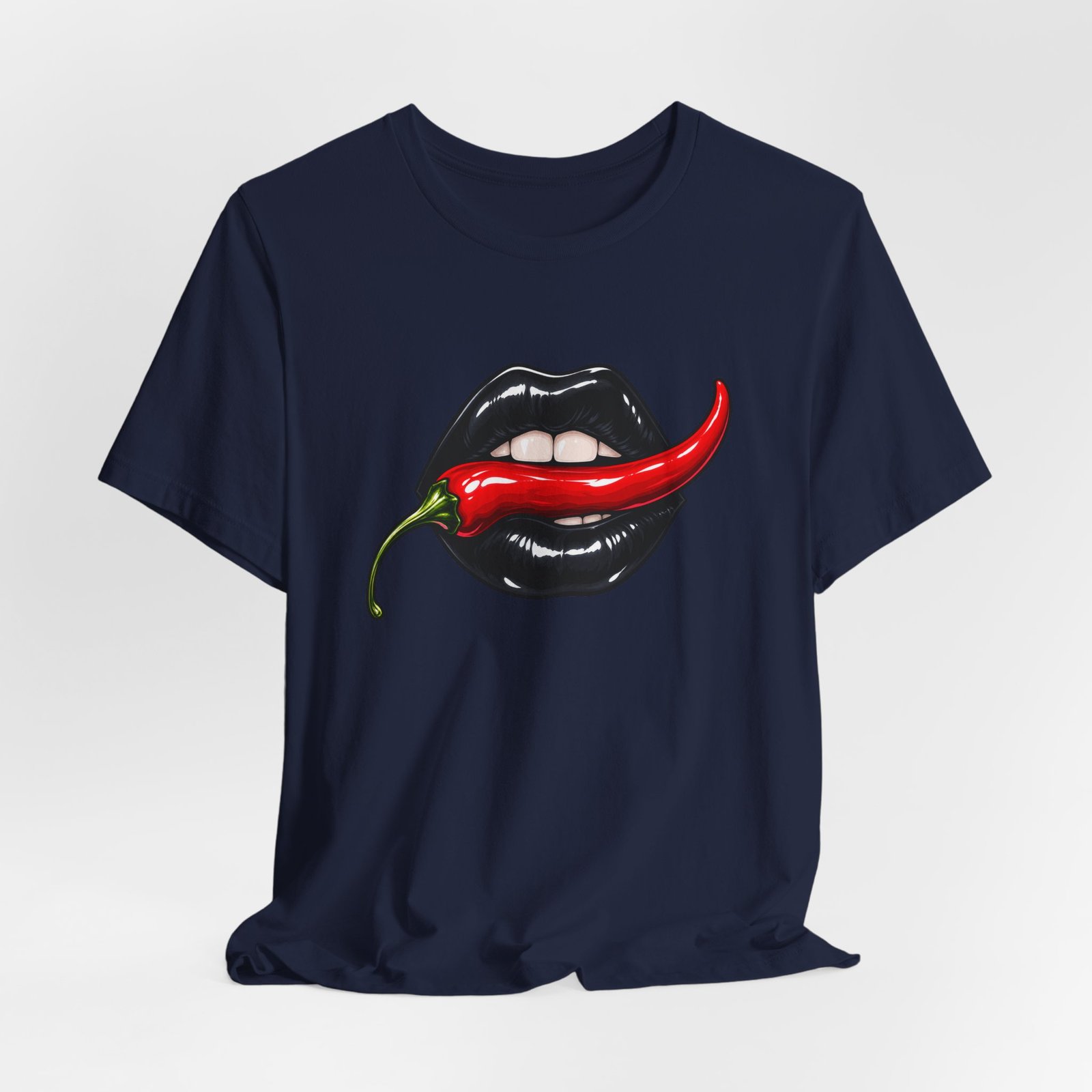 Chili Lips Bite Spicy Food Humor Graphic Tee - Image 36