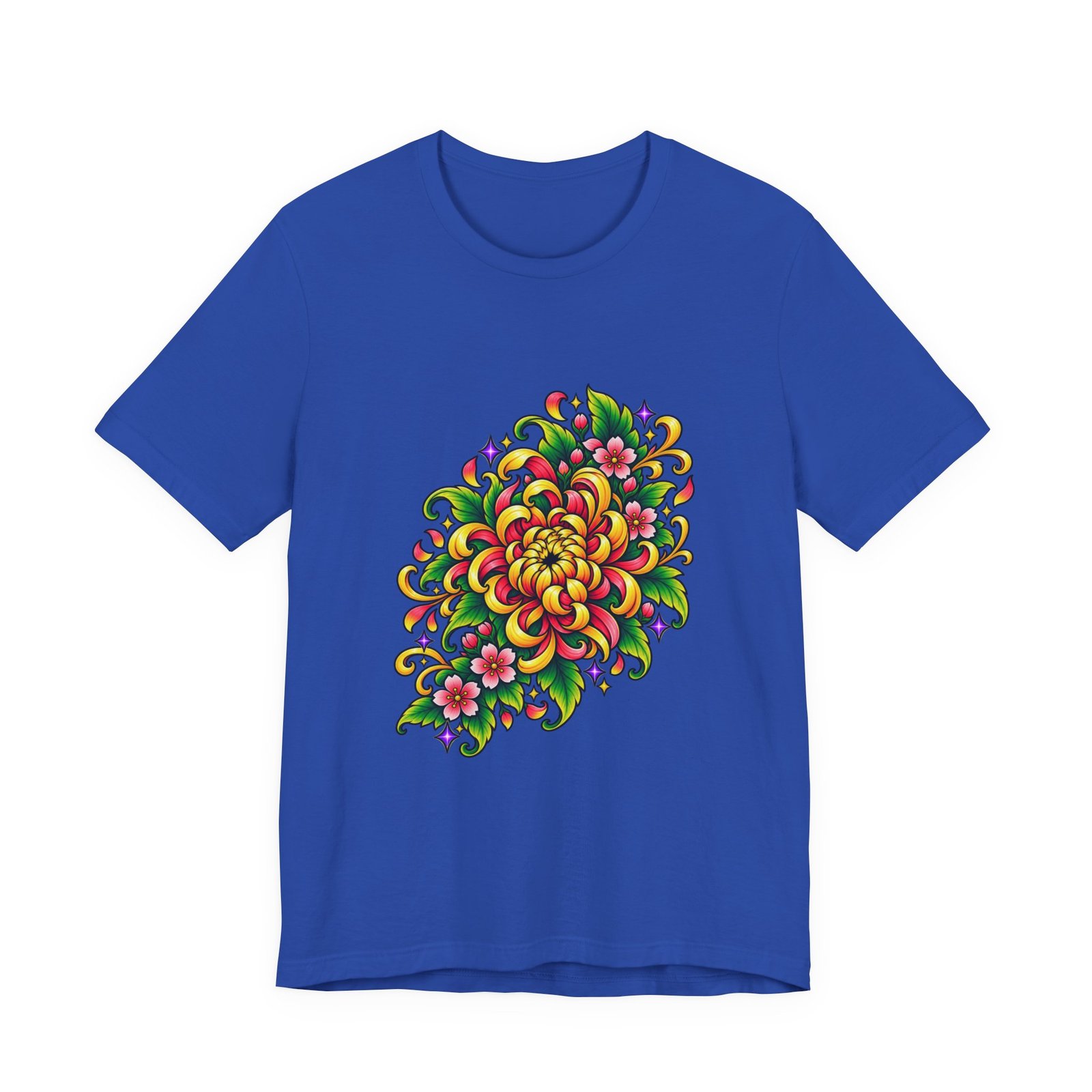 Vivid Chrysanthemum Floral Blossom Graphic Tee - Image 29