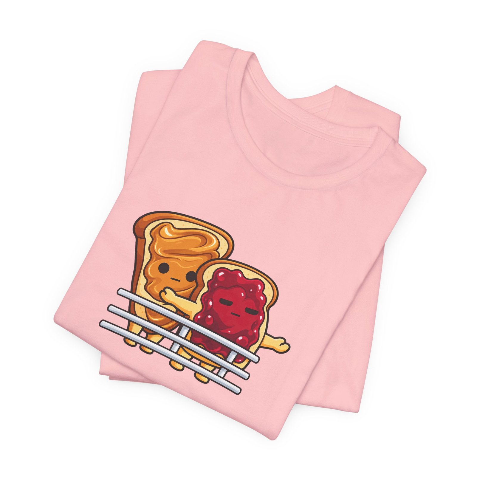 Cute Peanut Butter Jelly On Toast Lovers Ship Pose Graphic Tee - Image 15