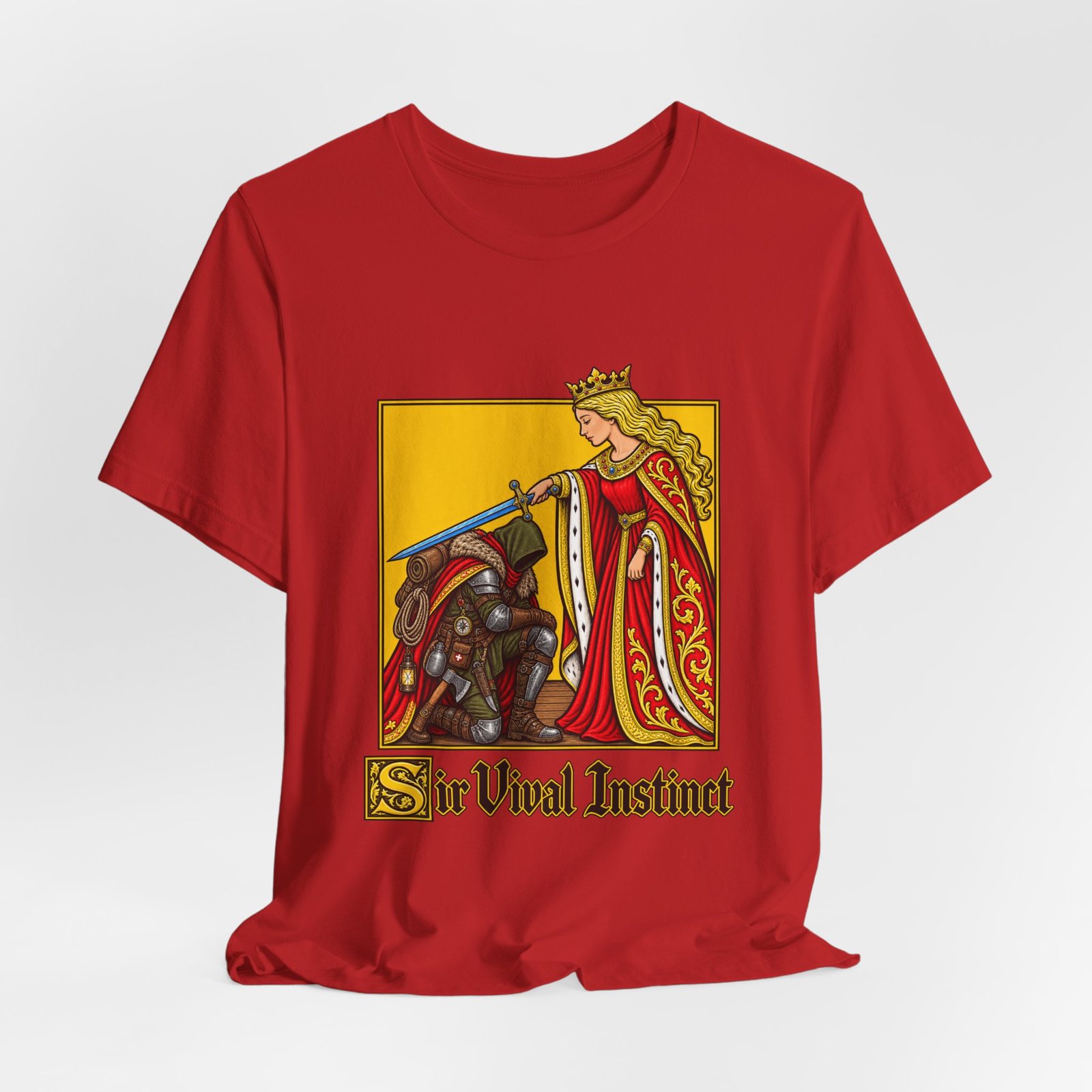Sir Vival Instinct Medieval Survivalist Pun Graphic Tee - Image 48