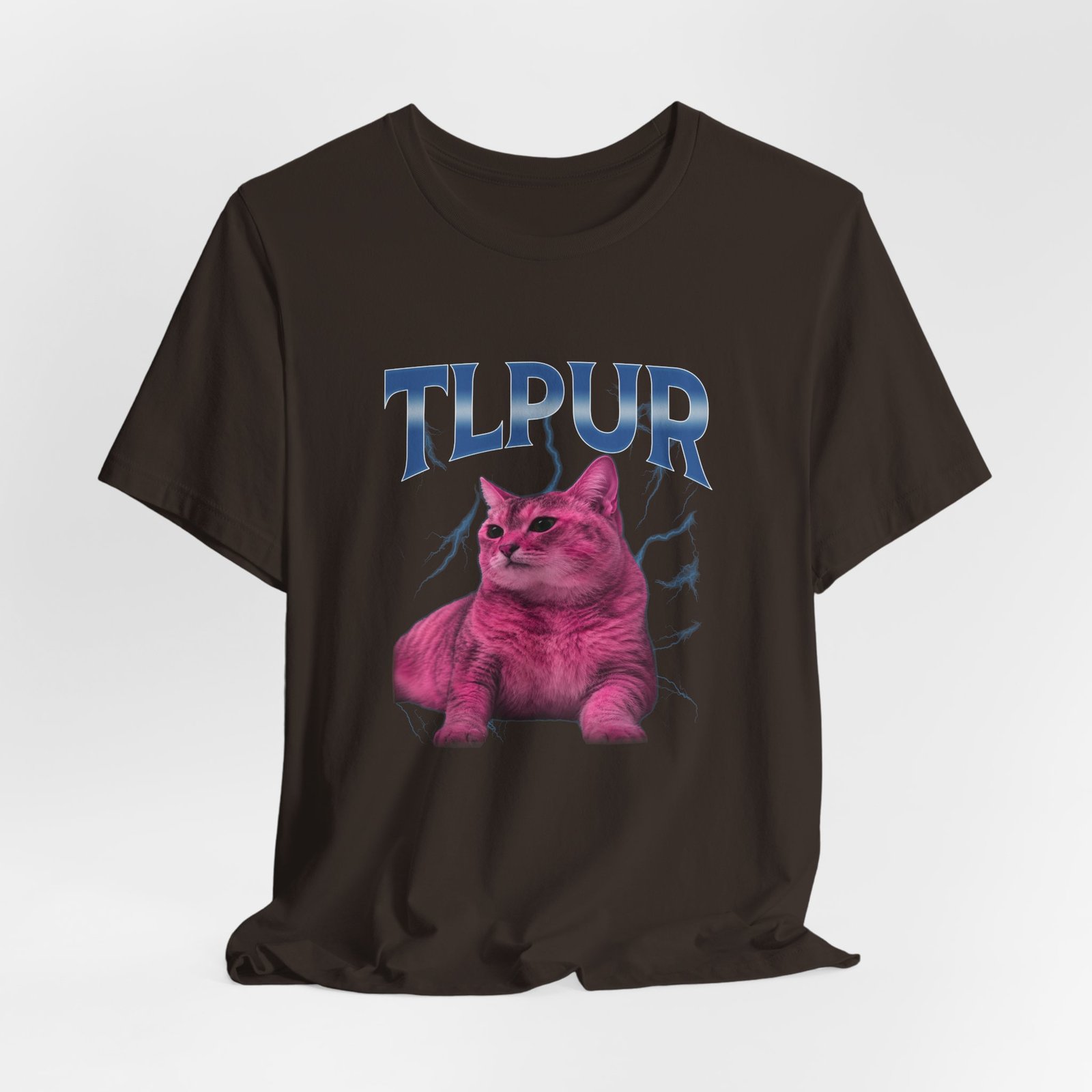 Bootleg TLPUR Meme Pink Cat Blue Splash Graphic Graphic Tee - Image 4