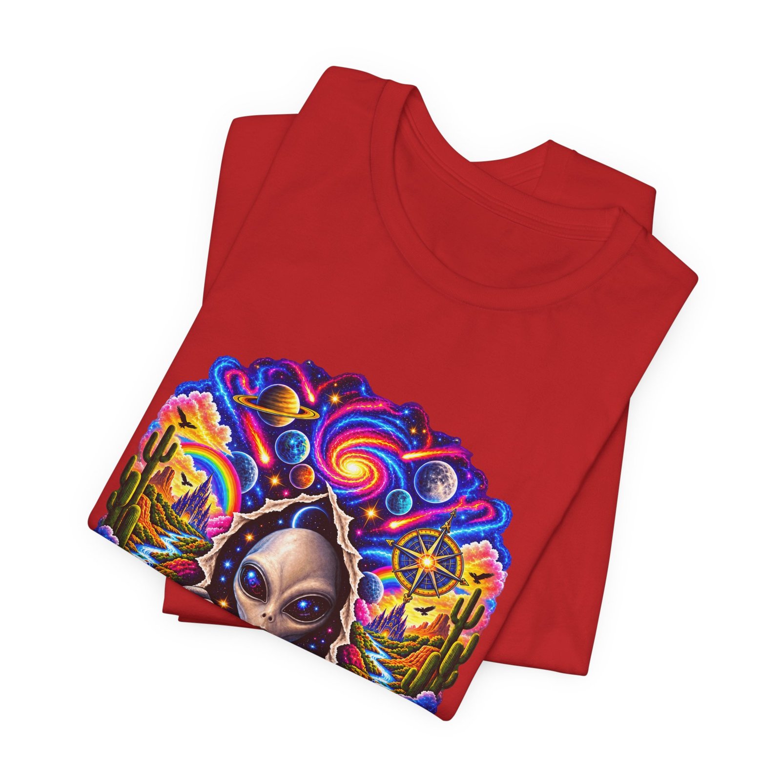 Psychedelic Alien Cosmic Portal Space Graphic Tee - Image 47