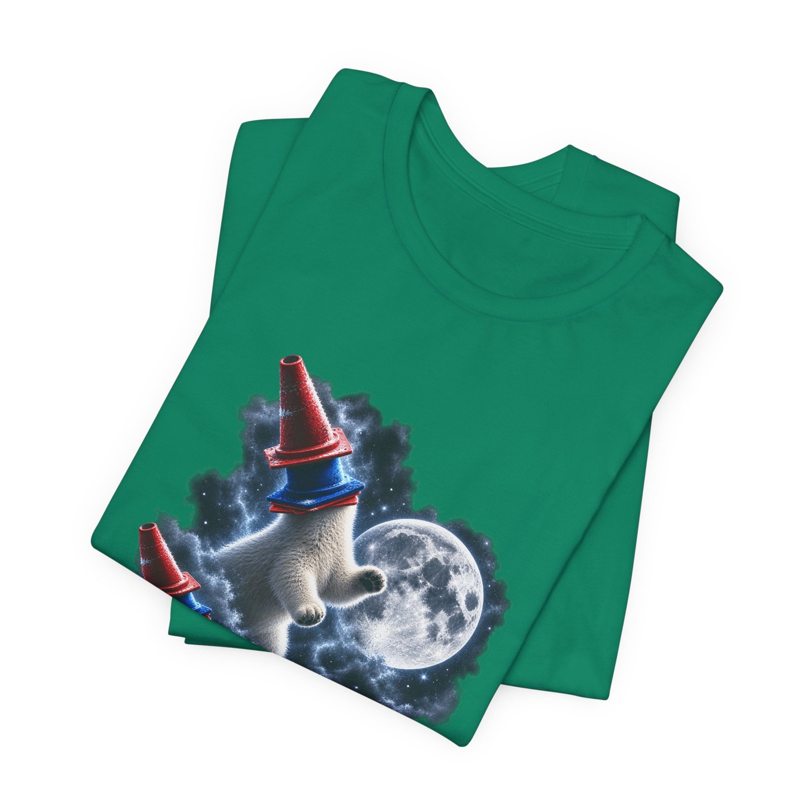 Surreal Polar Bears With Traffic Cones Moon Humor Graphic Tee - Image 15