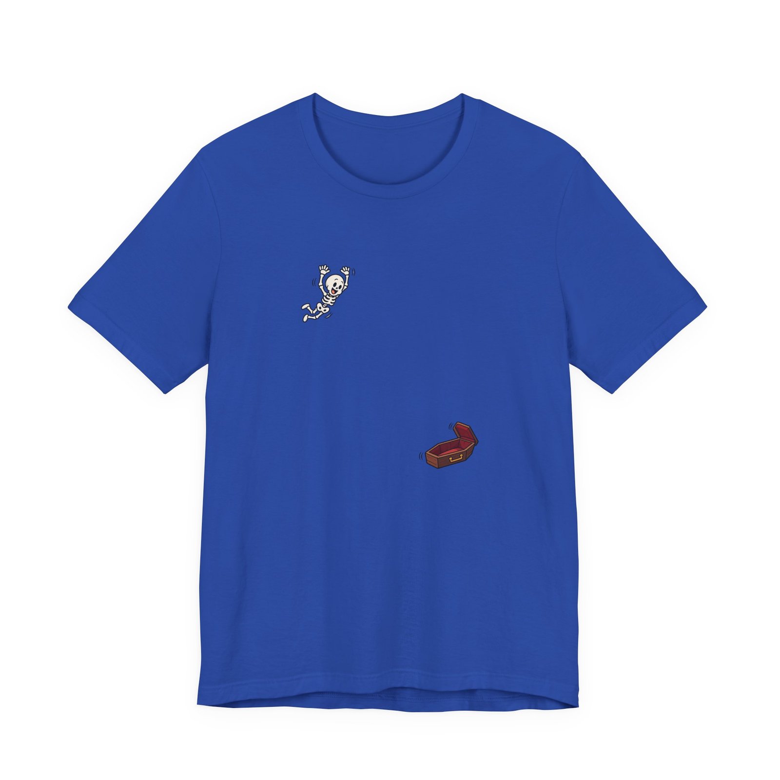 Funny Skeleton Jumping Into Coffin Halloween Humor Graphic Tee - Image 17