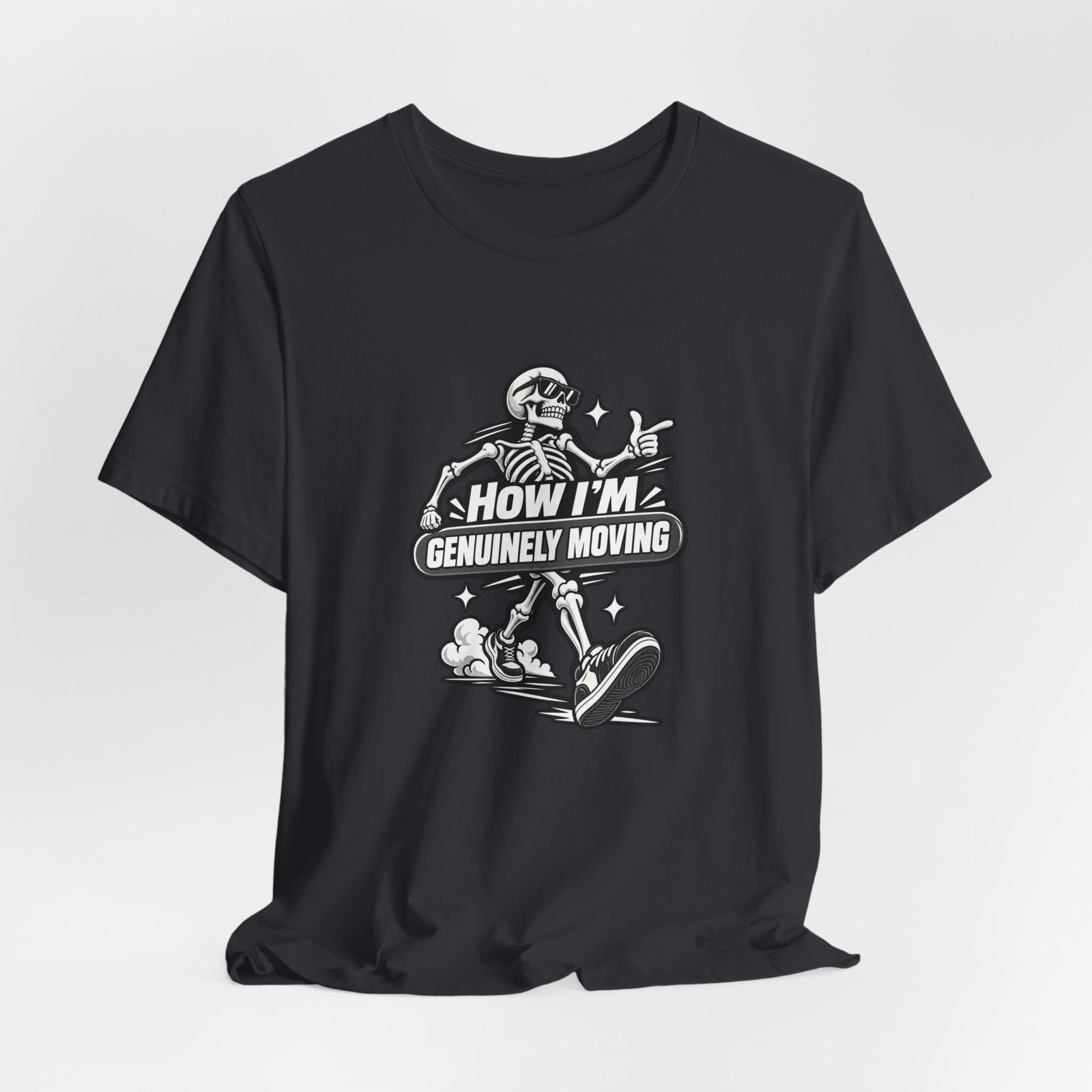 How Im Genuinely Moving Funny Skeleton Halloween Graphic Tee - Image 24