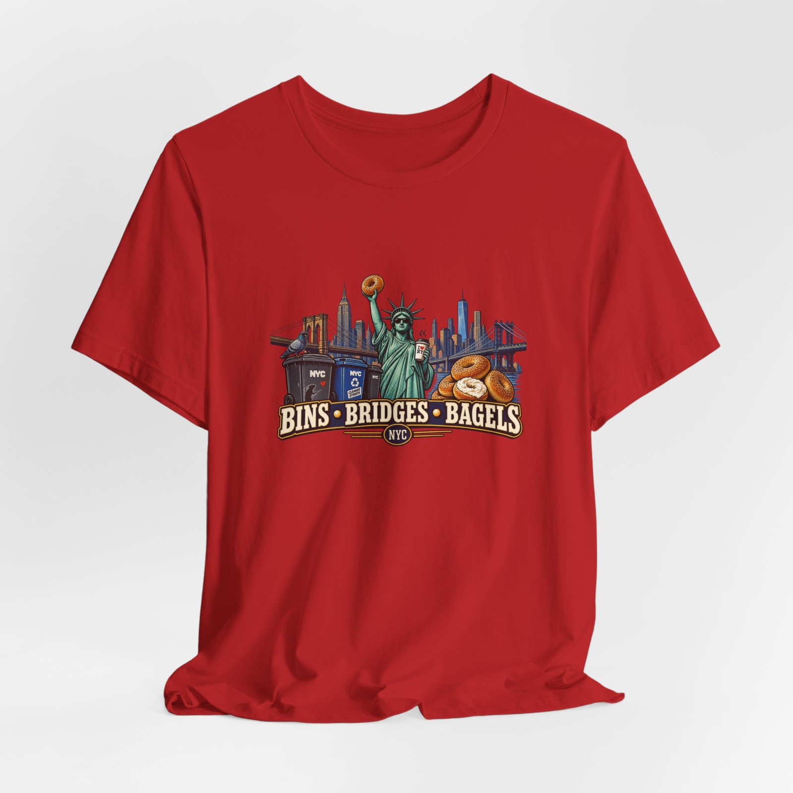 NYC Cleaner Streets Liberty Bagels Graphic Tee - Image 48
