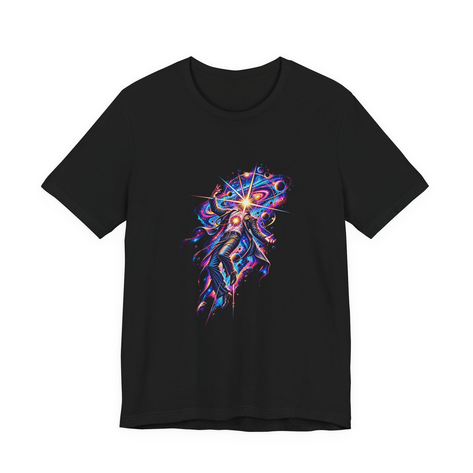 Cosmic Awakening Starburst Human Figure Graphic Tee - Image 5