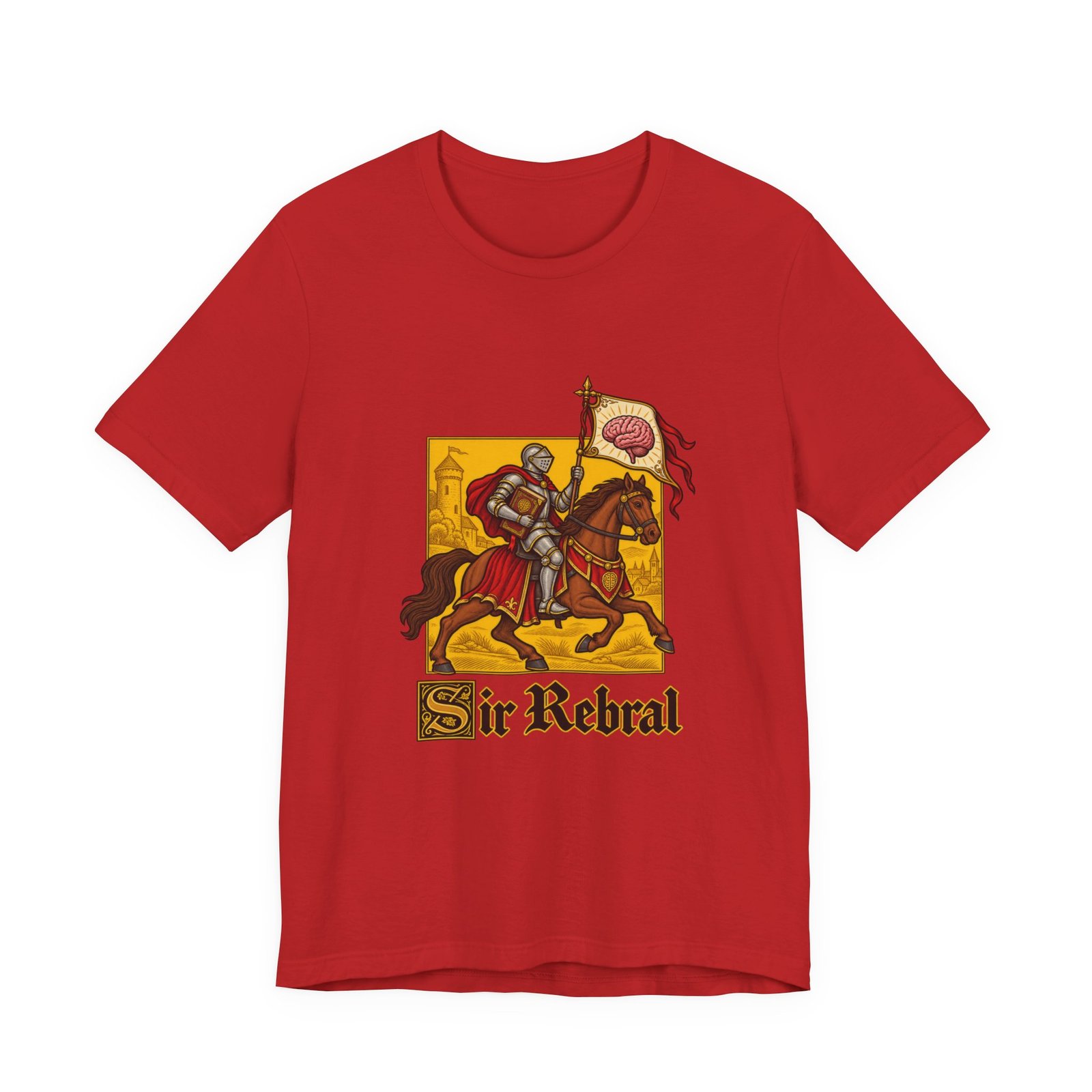 Sir Rebral Cerebral Knight Brain Banner Tee - Image 45