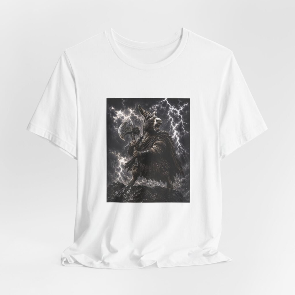 Donkey Warrior Battle Lightning Storm Graphic Tee