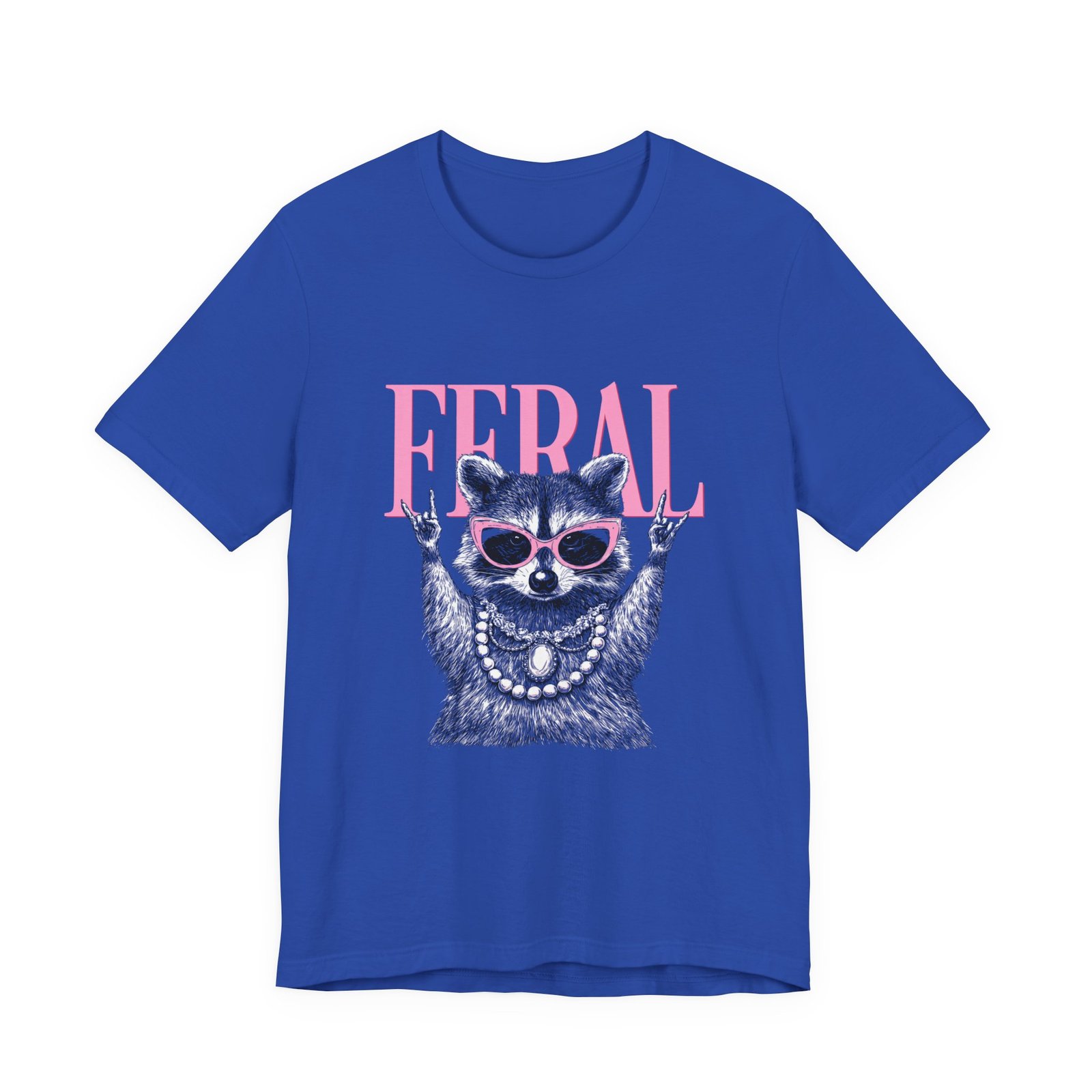 Feral Raccoon Pink Sunglasses Pearl Attitude Graphic Tee - Image 29