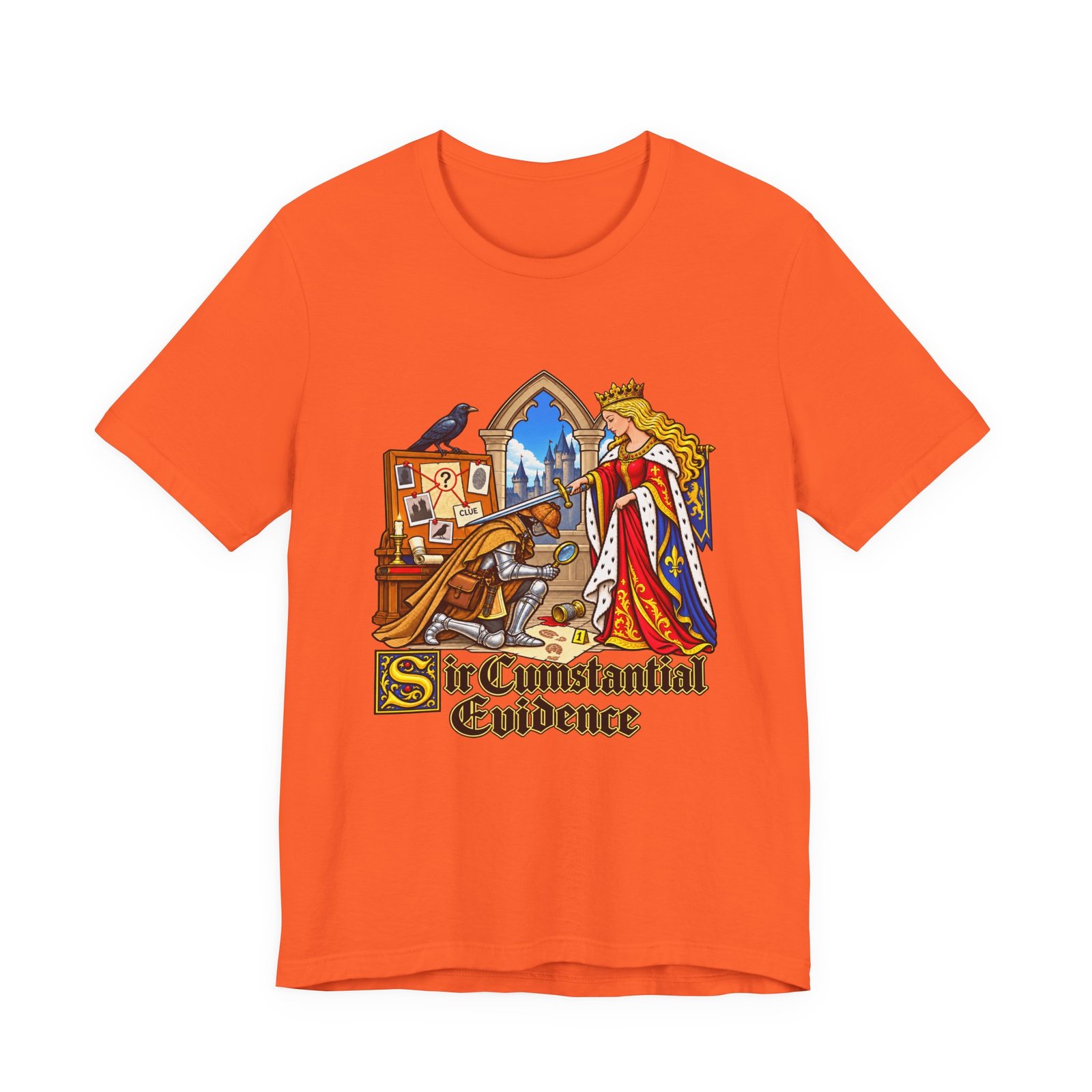 Sir Cumstantial Evidence Medieval Mystery Graphic Tee - Image 5