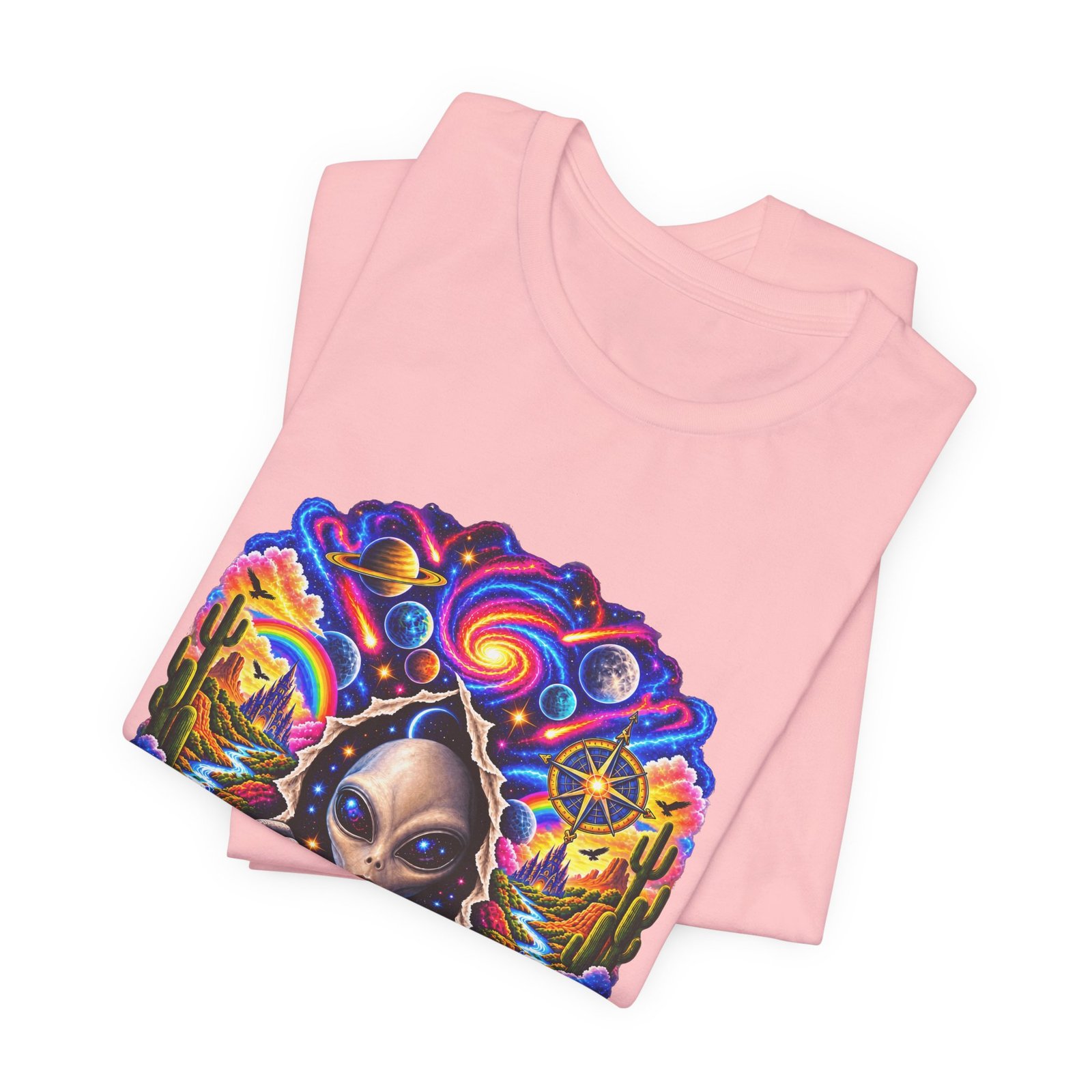 Psychedelic Alien Cosmic Portal Space Graphic Tee - Image 43