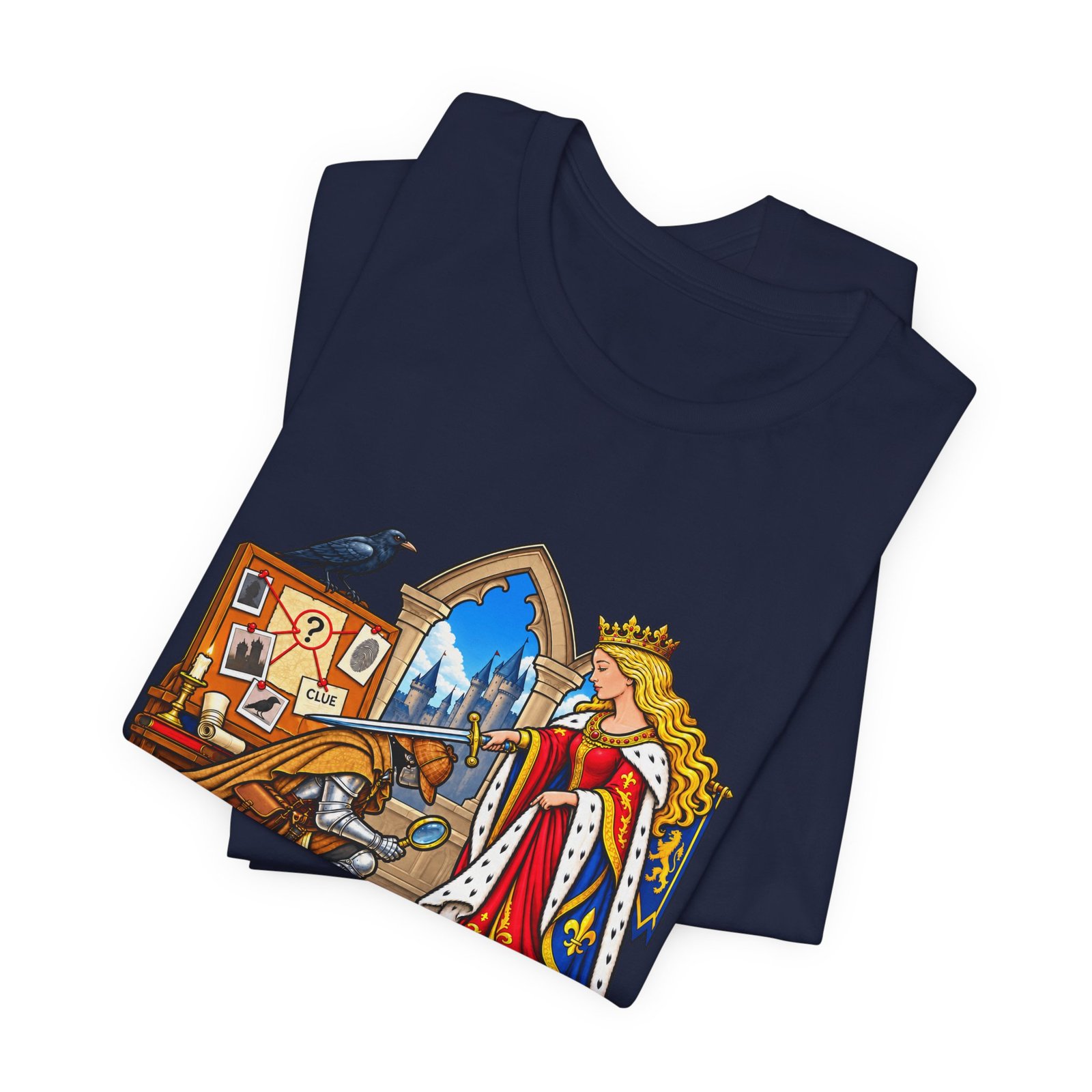 Sir Cumstantial Evidence Medieval Mystery Graphic Tee - Image 35