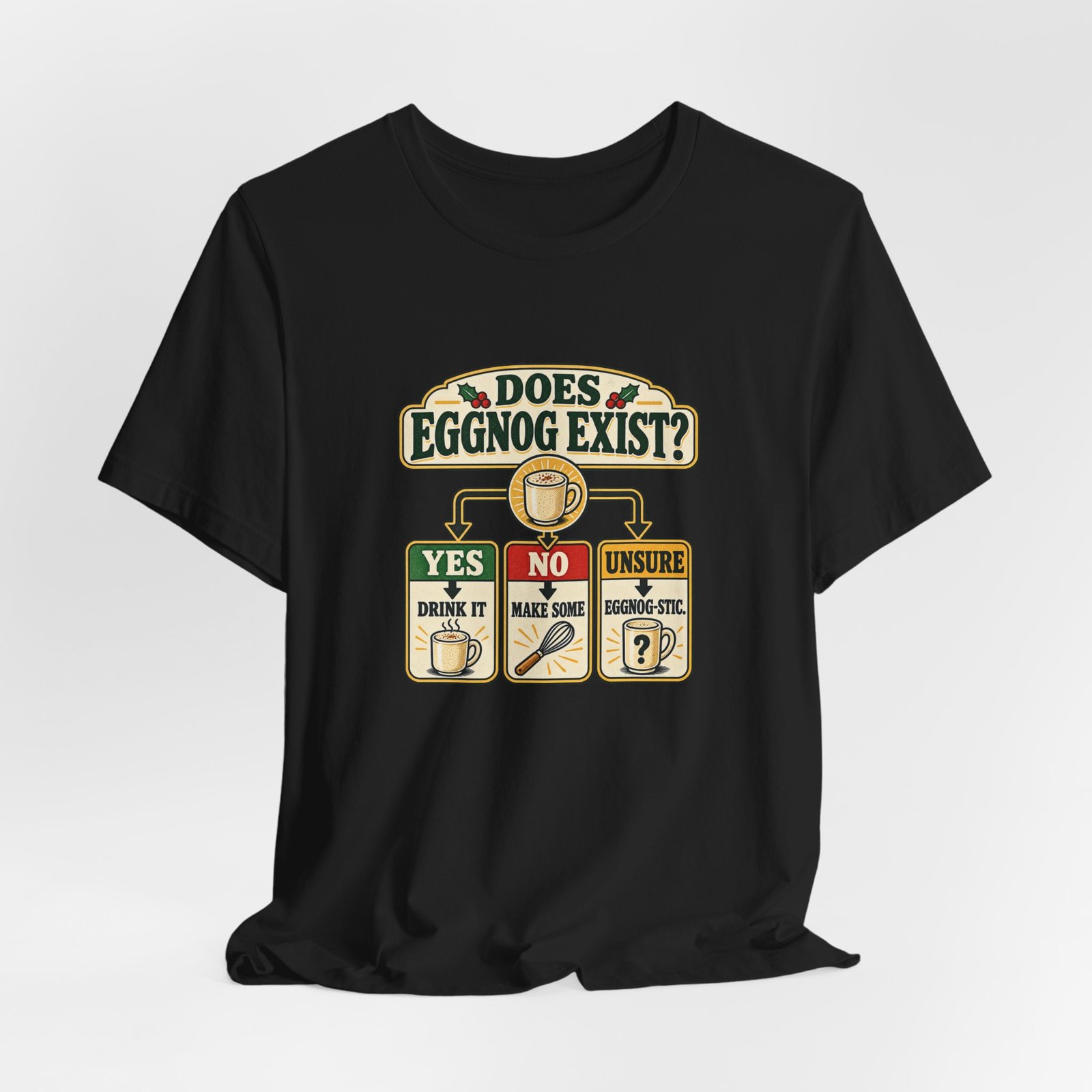 Does Eggnog Pun Exist Holiday Chart Graphic Tee - Image 16