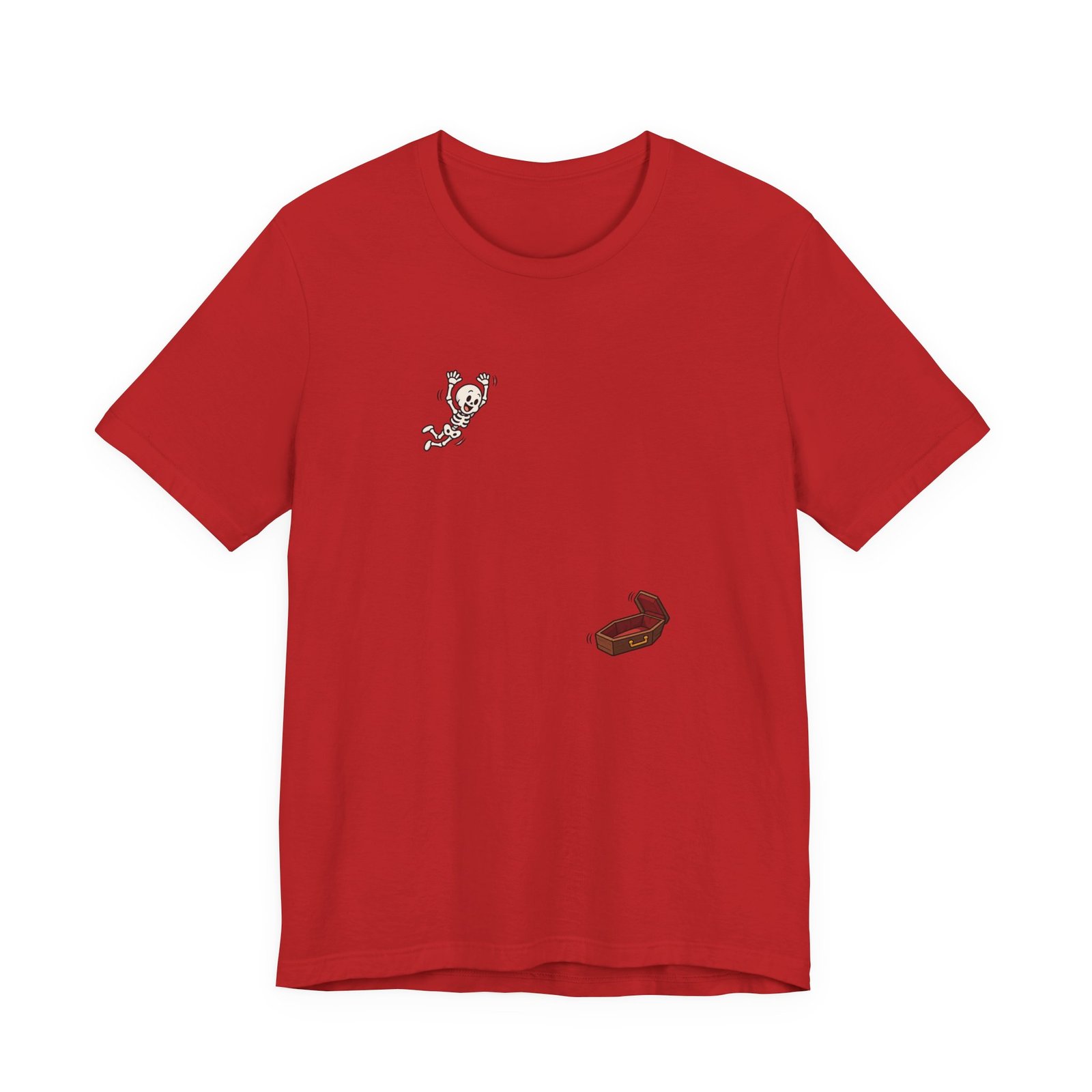 Funny Skeleton Jumping Into Coffin Halloween Humor Graphic Tee - Image 29