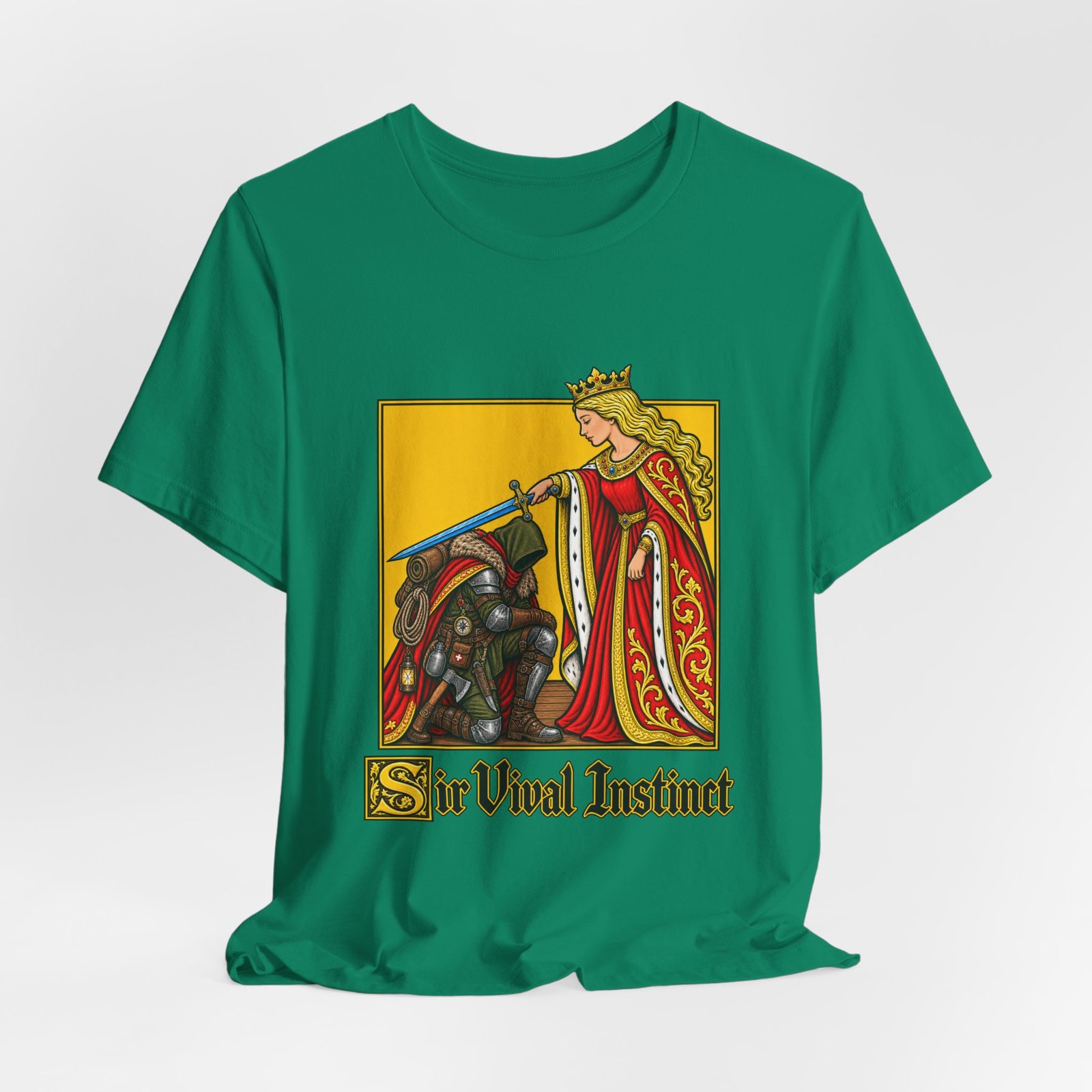 Sir Vival Instinct Medieval Survivalist Pun Graphic Tee - Image 28