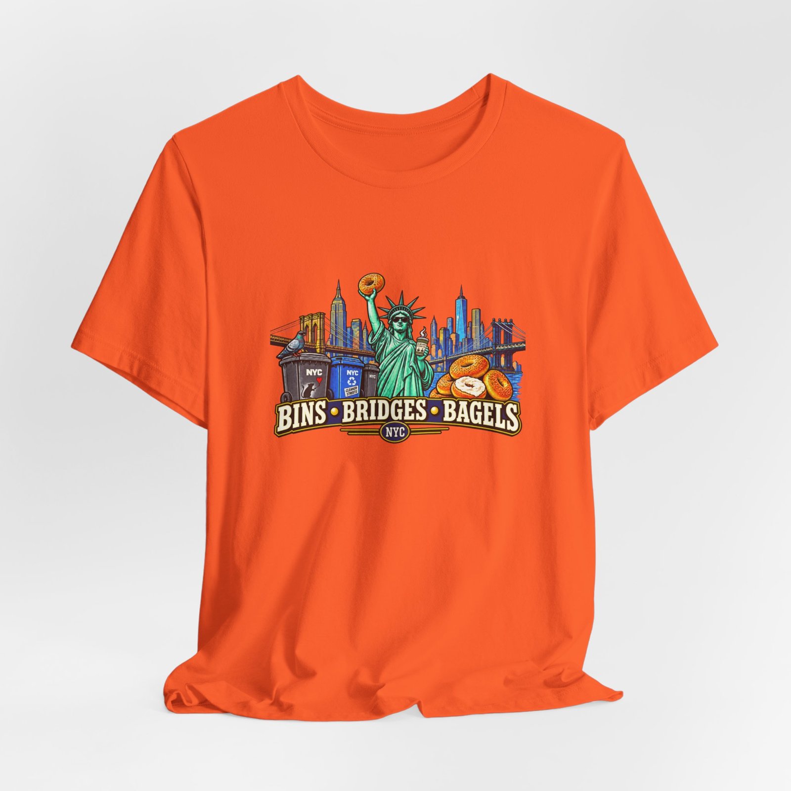 NYC Cleaner Streets Liberty Bagels Bridges Bins Graphic Tee - Image 8