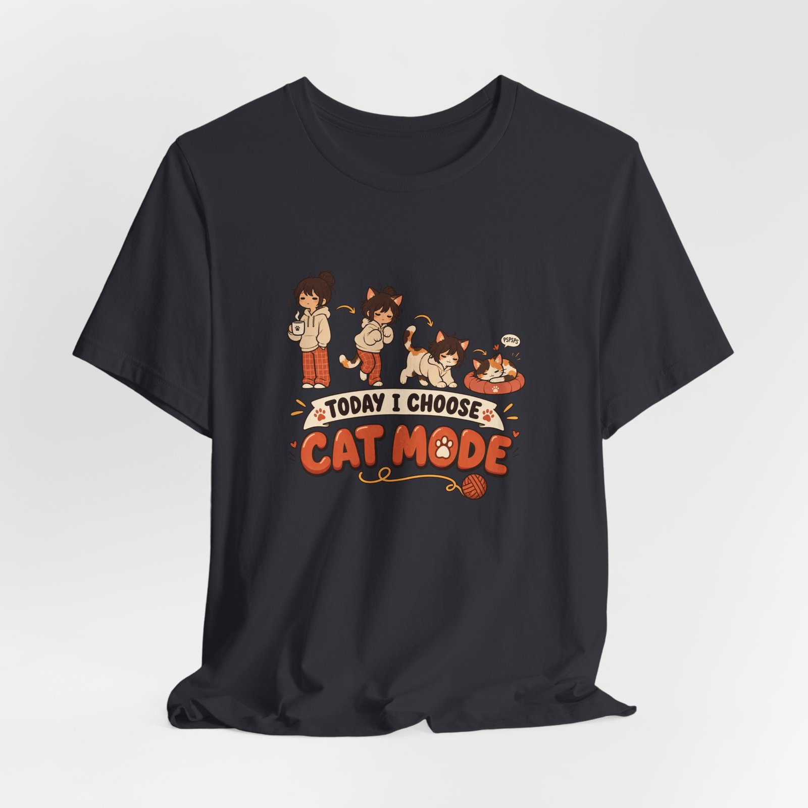Cat Mode Transformation Cartoon Graphic Tee - Image 24