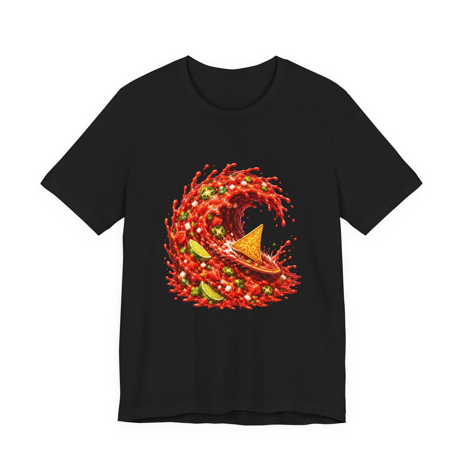Tortilla Chip Surfing Spicy Salsa Wave Graphic Tee - Image 13