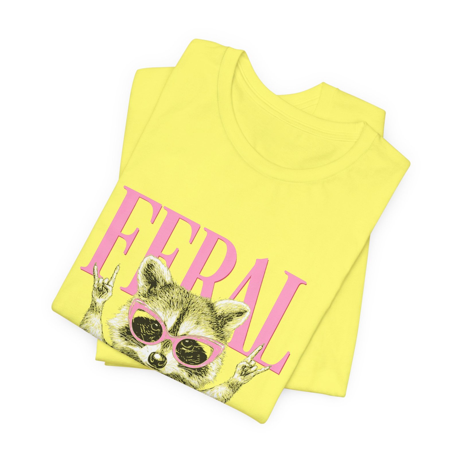 Feral Raccoon Pink Sunglasses Pearl Attitude Graphic Tee - Image 19