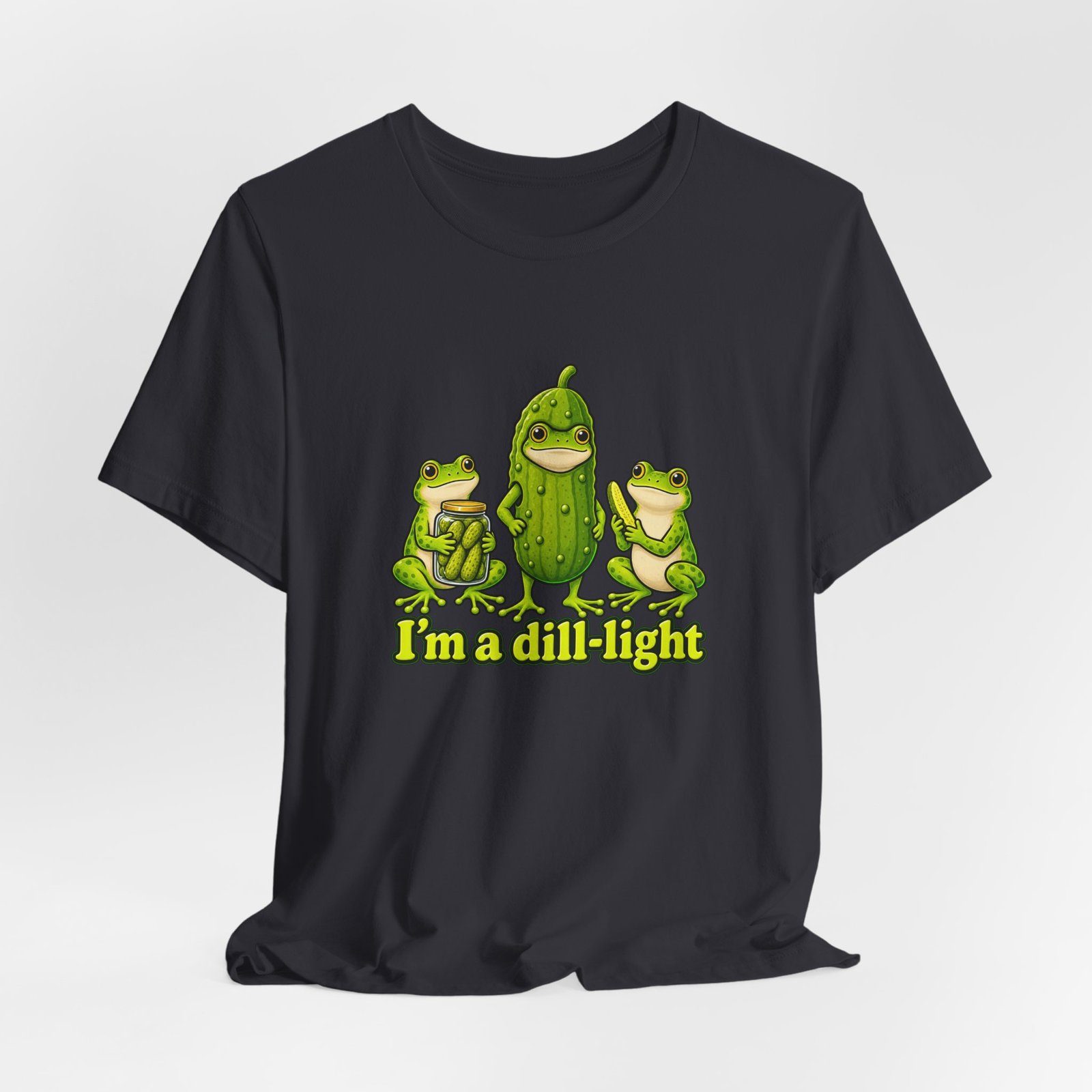 Im A Dill Light Funny Frog Pickle Pun Graphic Tee - Image 24