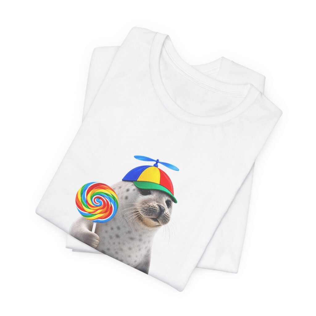 Spotted Seal Lollipop Propeller Hat Silly Meme Graphic Tee