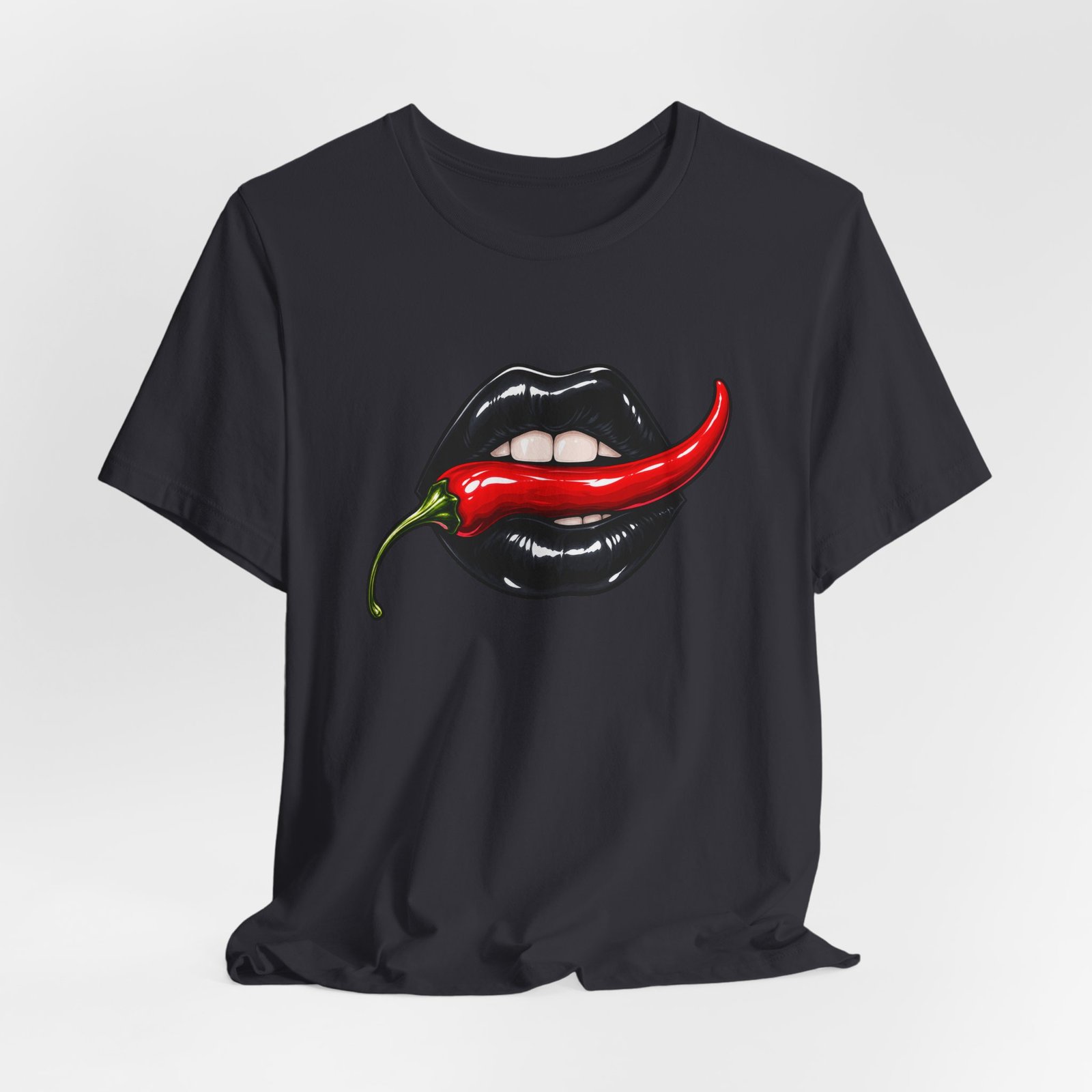 Chili Lips Bite Spicy Food Humor Graphic Tee - Image 24