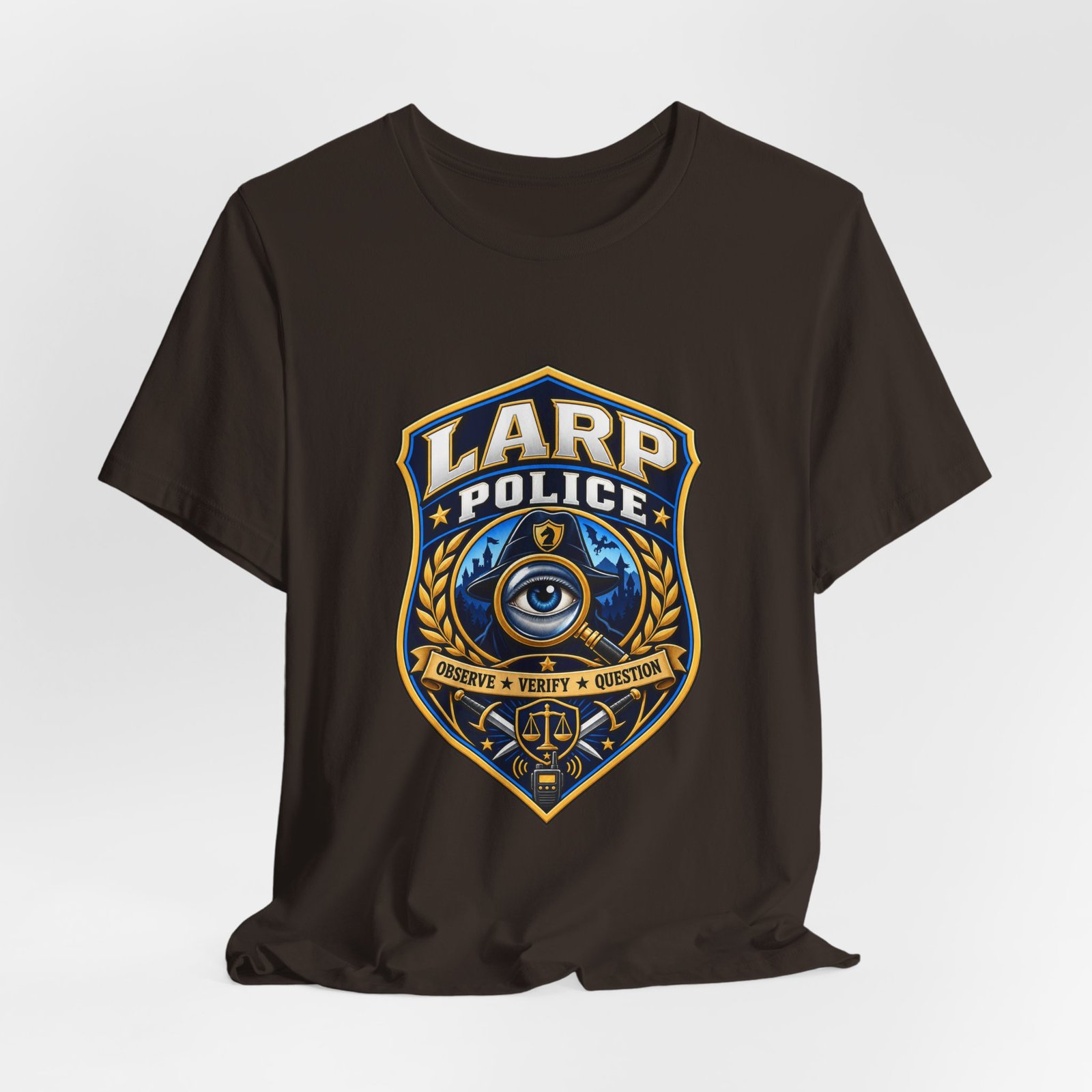 LARP Police Observe Verify Question Badge Tee - Image 12