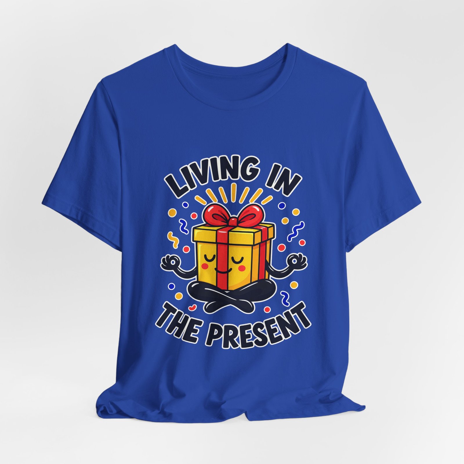 Living In The Present Meditating Gift Birthday Pun Graphic Tee - Image 32