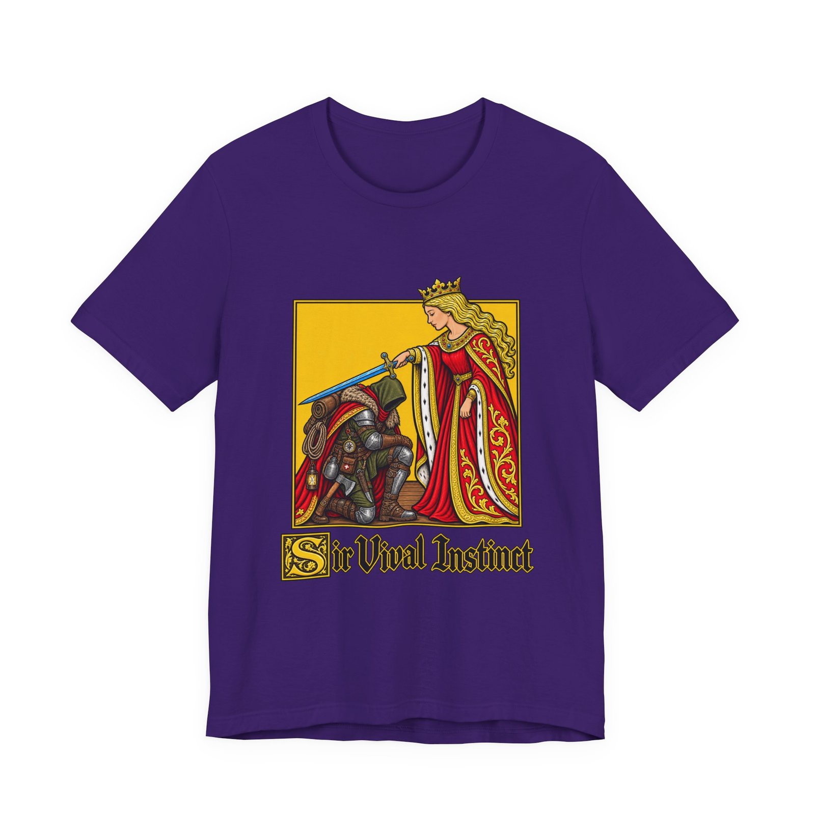 Sir Vival Instinct Medieval Survivalist Pun Graphic Tee - Image 37