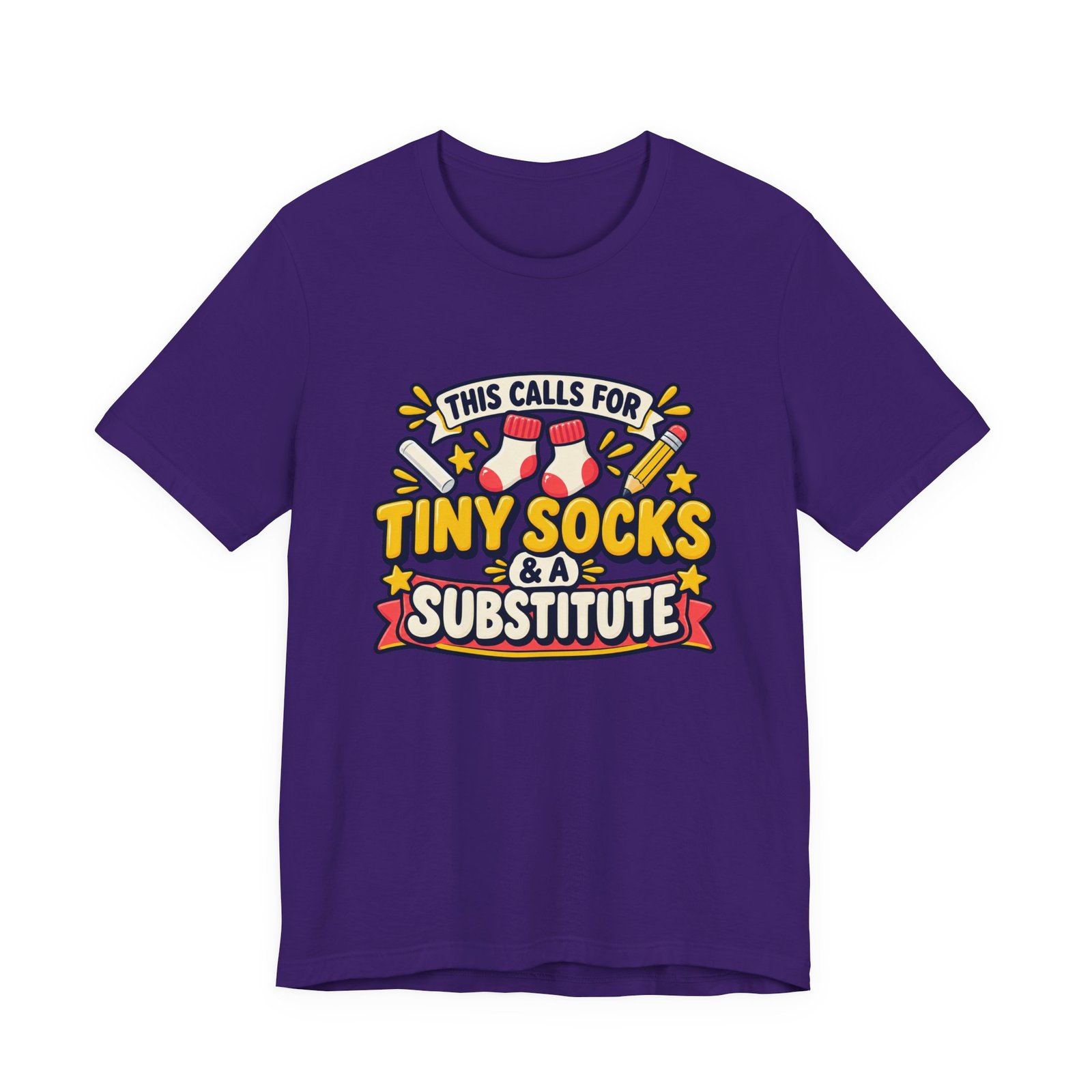 Teacher Baby Announcement Tiny Socks And Substitute Classroom Tee - Image 37