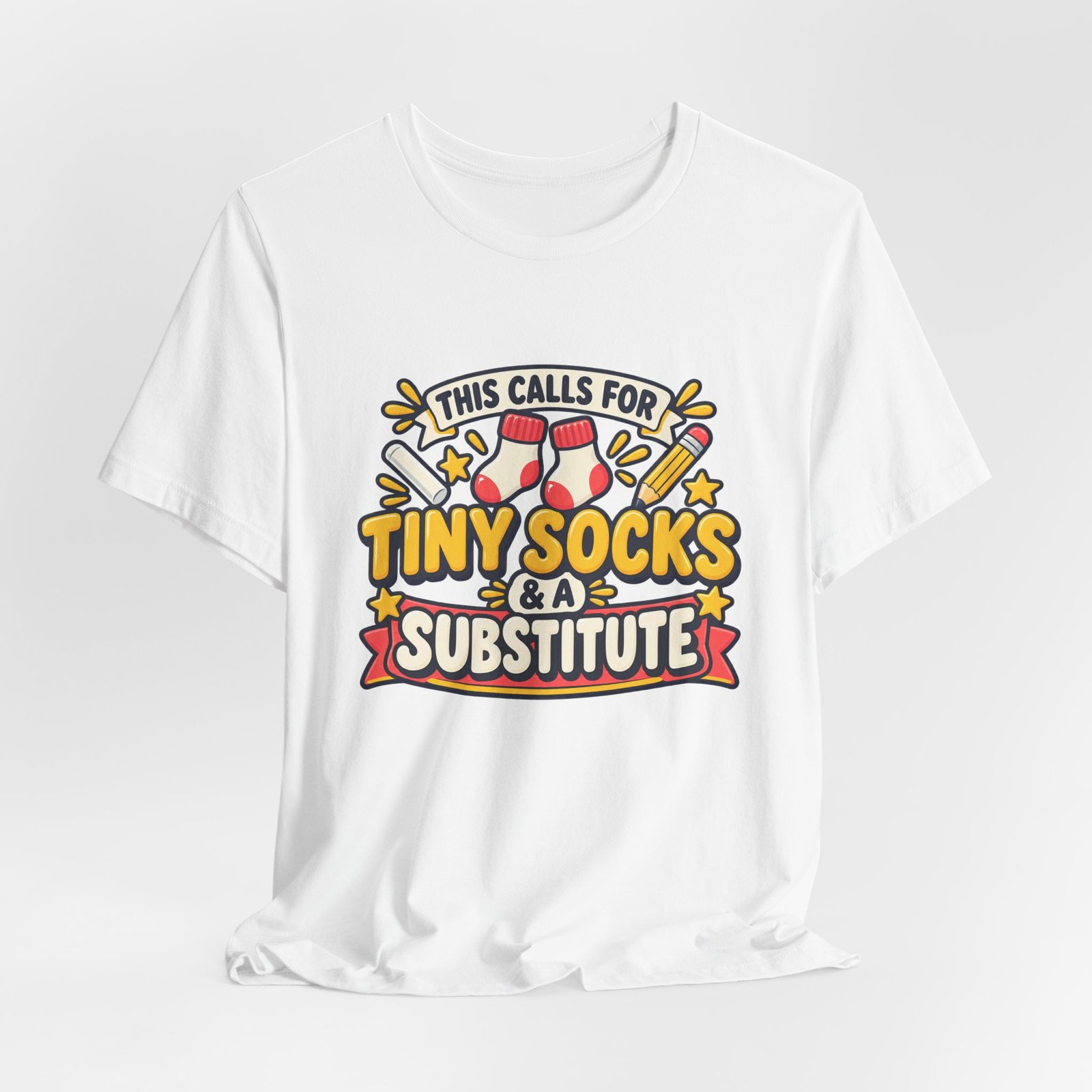Teacher Baby Announcement Tiny Socks And Substitute Classroom Tee - Image 4